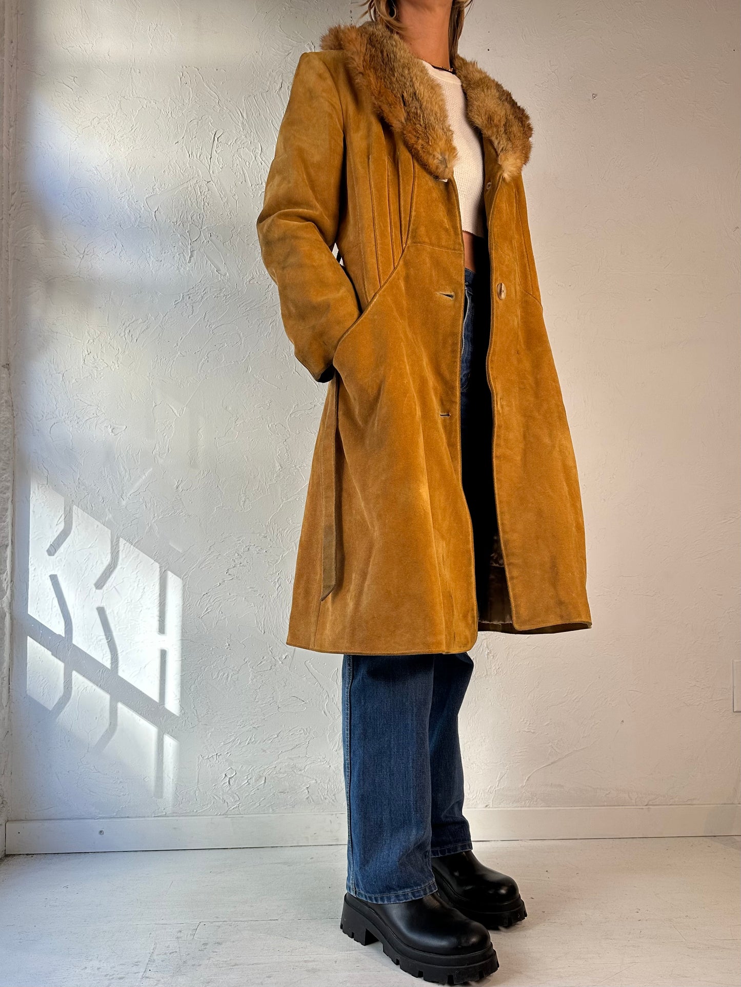 70s 'Fairweather' Suede Leather Penny Lane Coat / Small