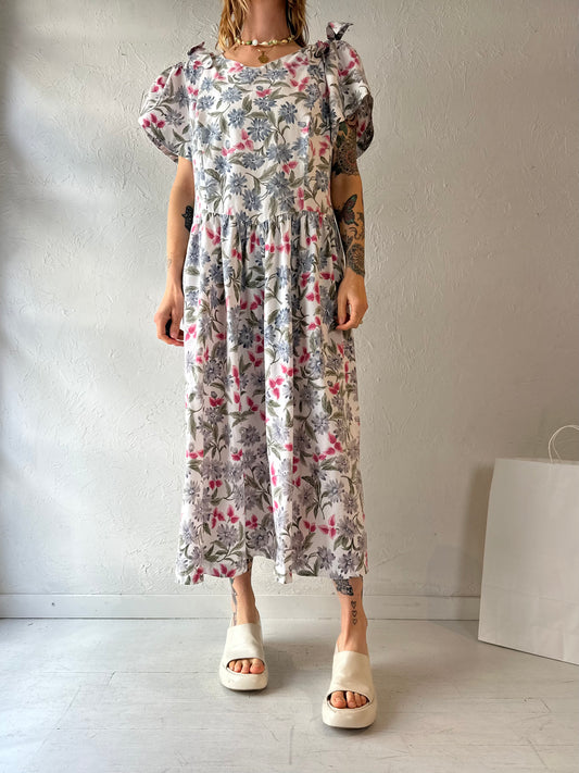 90s 'Manik In' Floral Print Dress / Large