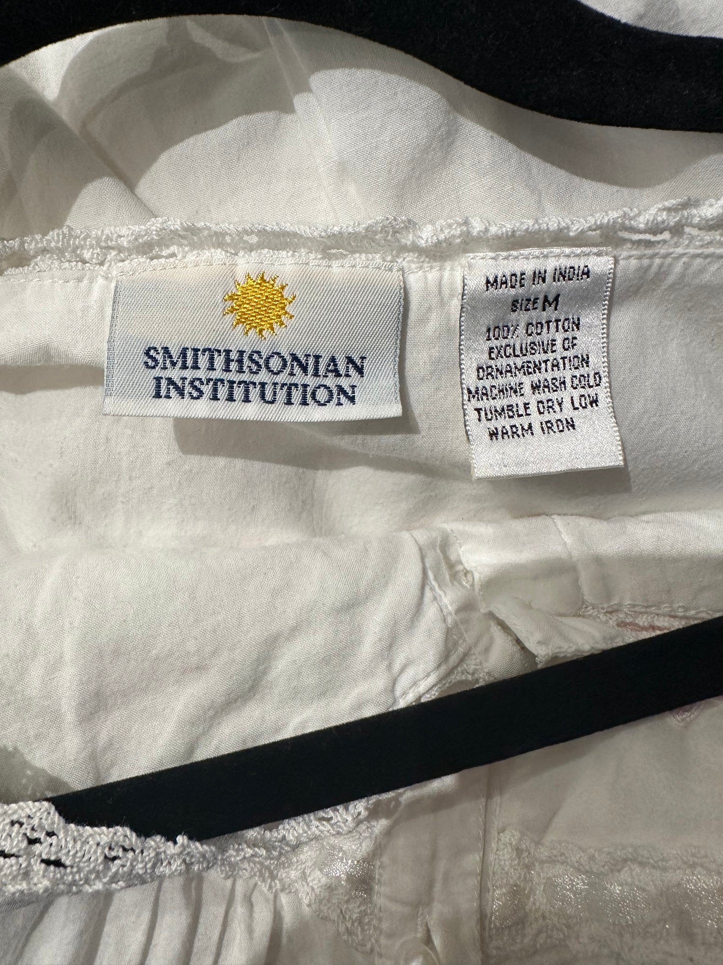90s ‘Smithsonian Institution’ White Cotton Dress / Medium
