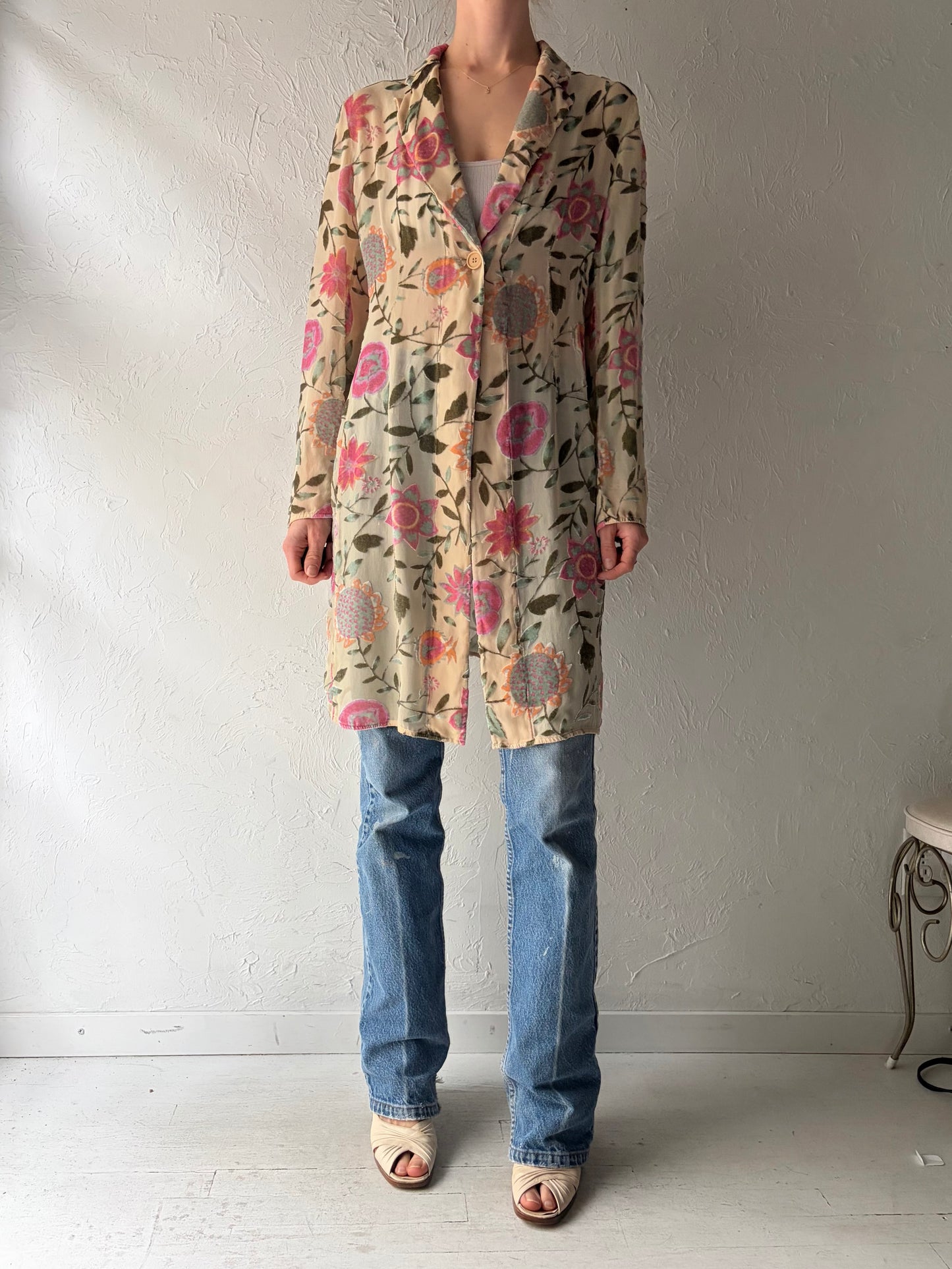 Vintage 'Emporio Armani' Sheer Floral Hippy Jacket / Small