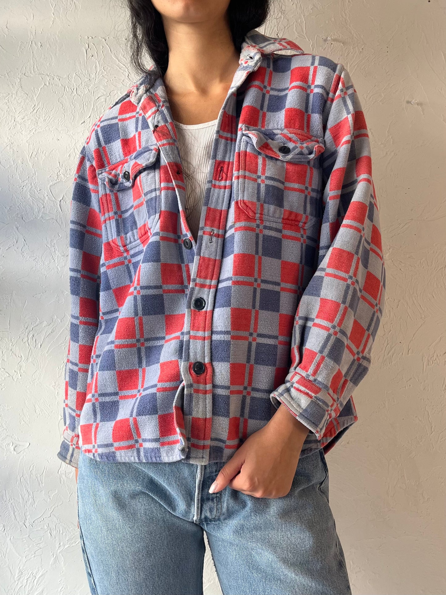 Vintage 'Champion' Thick Cotton Flannel Shirt / Medium