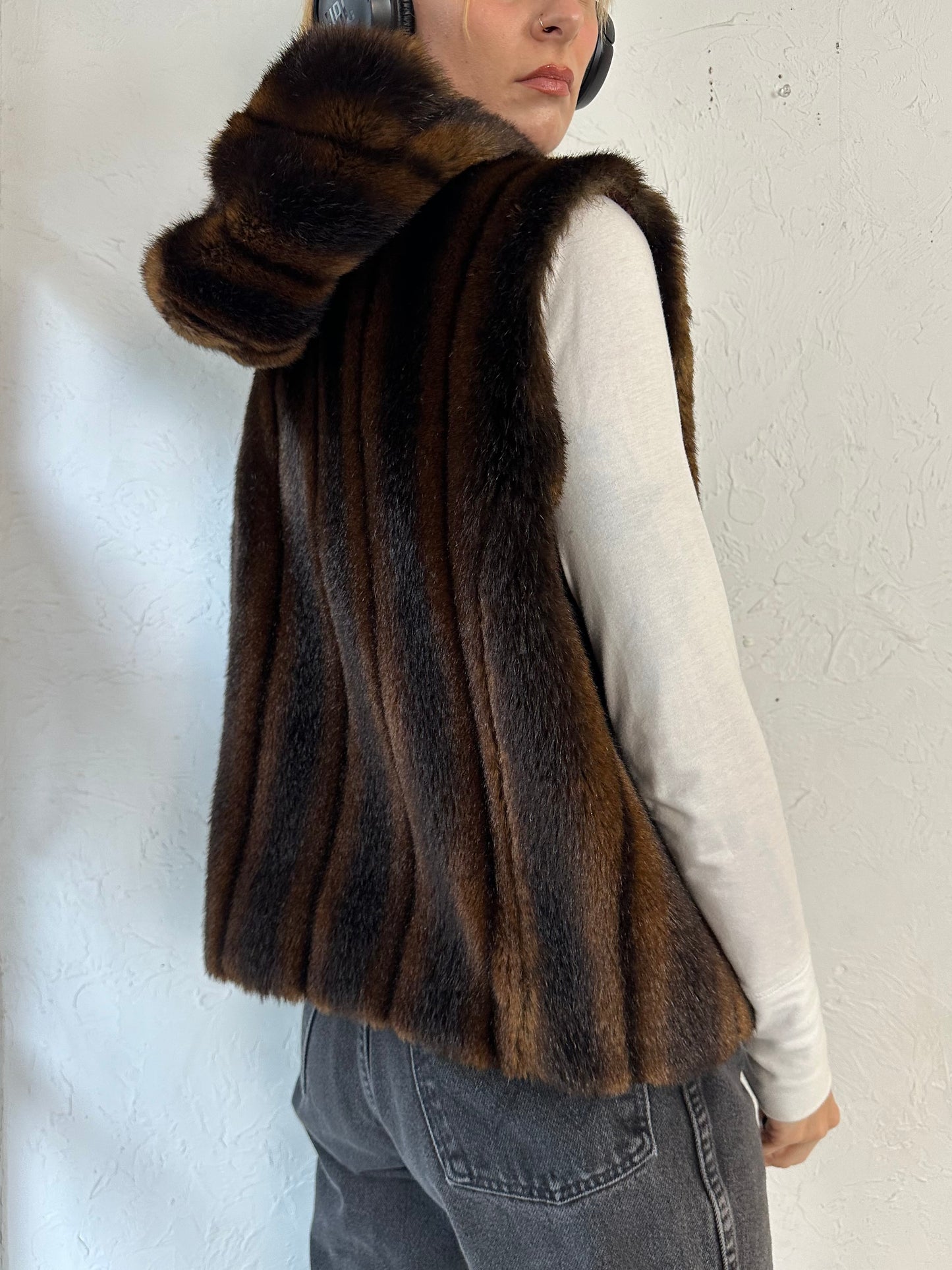 Y2k 'Ralph Lauren' Faux Fur Hooded Vest / Small