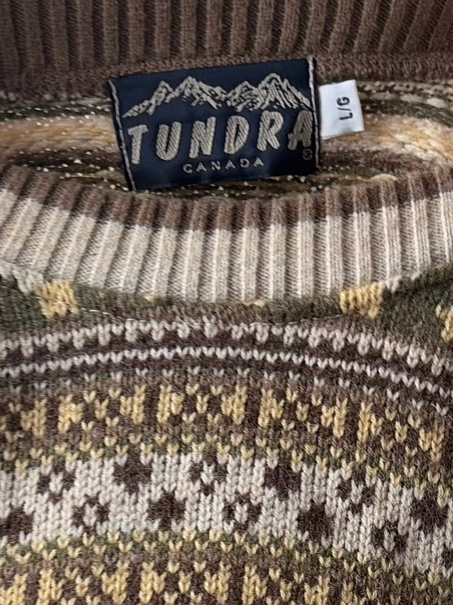 90s 'Tundra' Fair Isle Style Sweater / Large