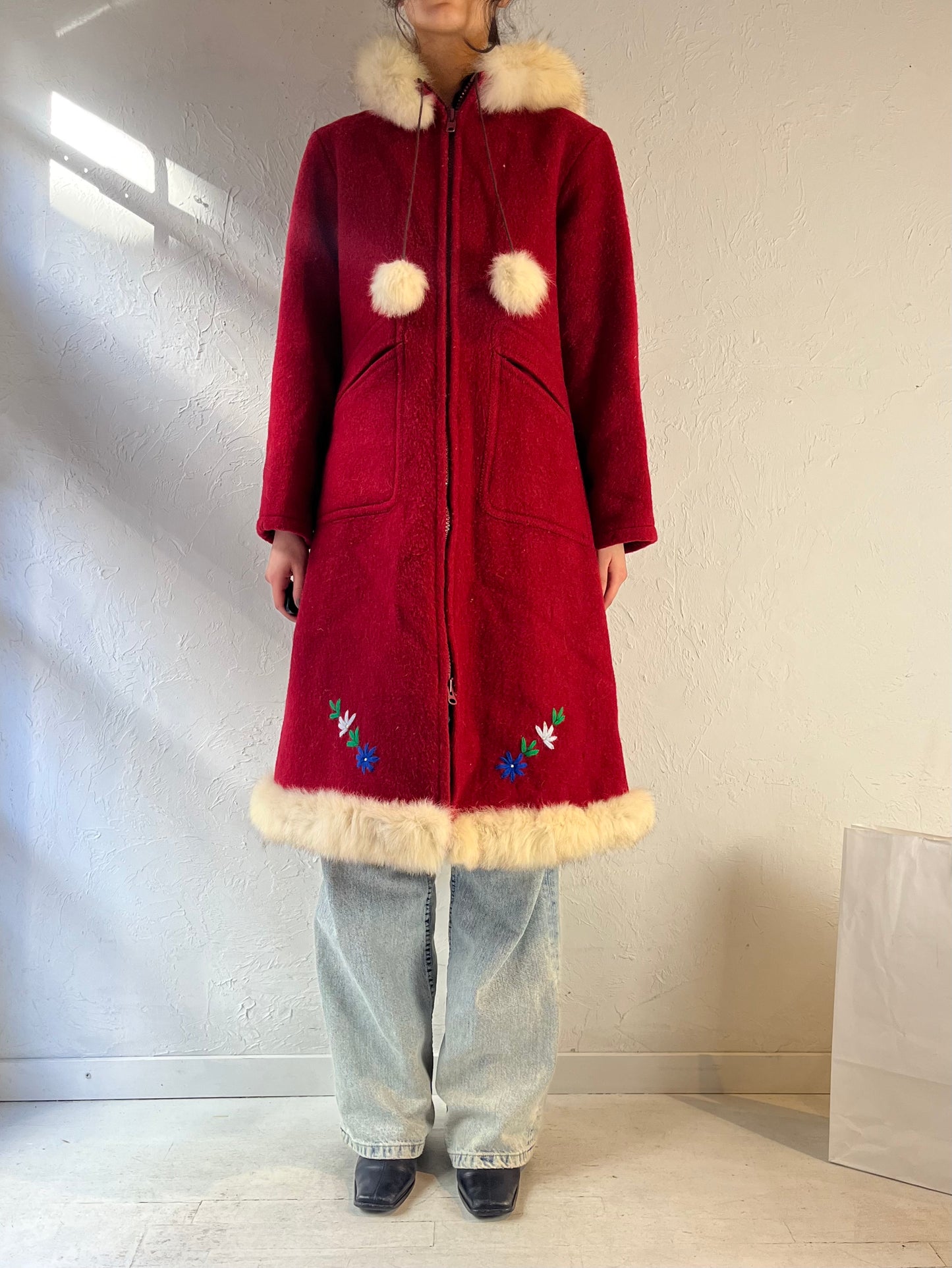 Vintage ‘Yukon’ Red Wool Parka Coat / Small