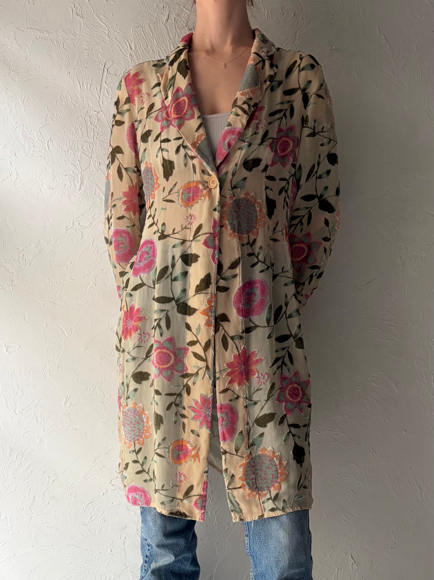 Vintage 'Emporio Armani' Sheer Floral Hippy Jacket / Small