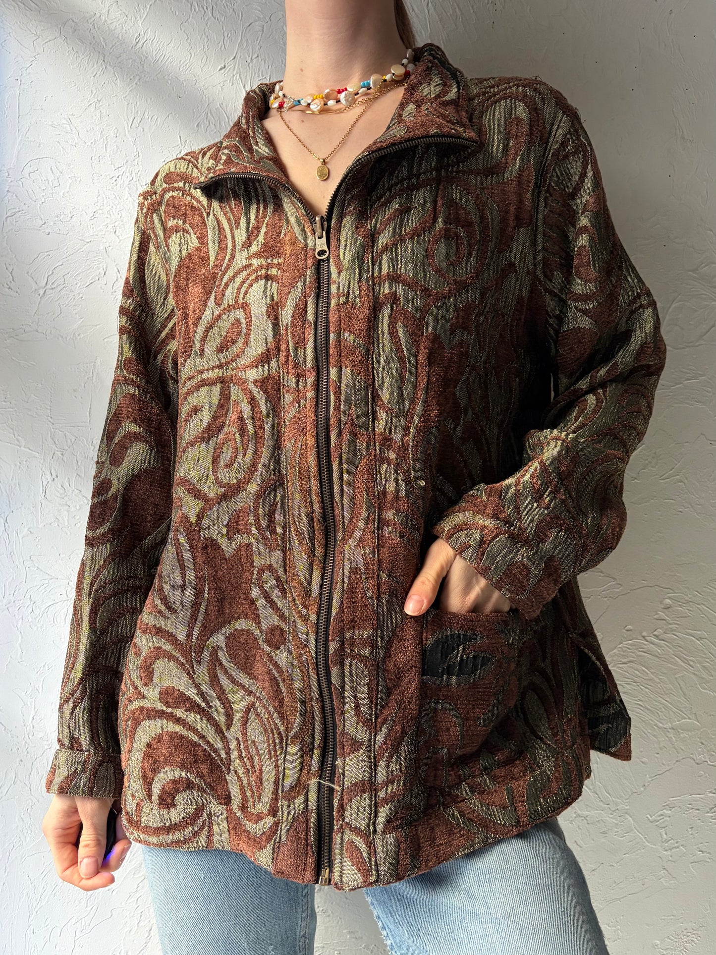 Vintage Brown Tapestry Jacket / Large