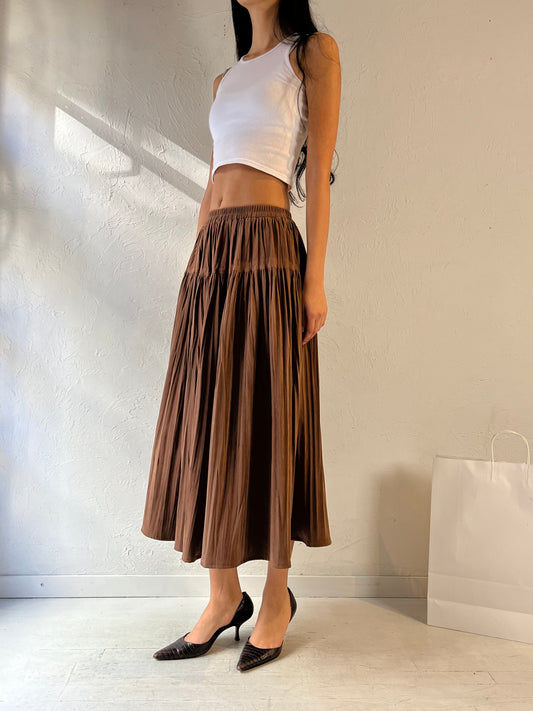 90s ‘Sharon Young’ Brown Tiered Skirt / Small