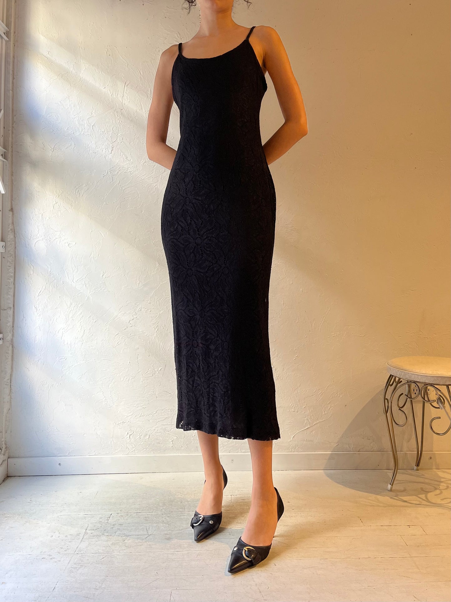 Y2k 'Principles' Black Knit Dress / Small