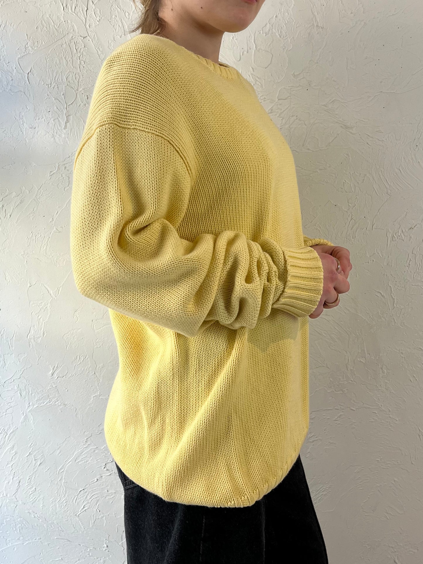 Y2K ‘Ralph Lauren’ Yellow Cotton Knit Sweater / Small