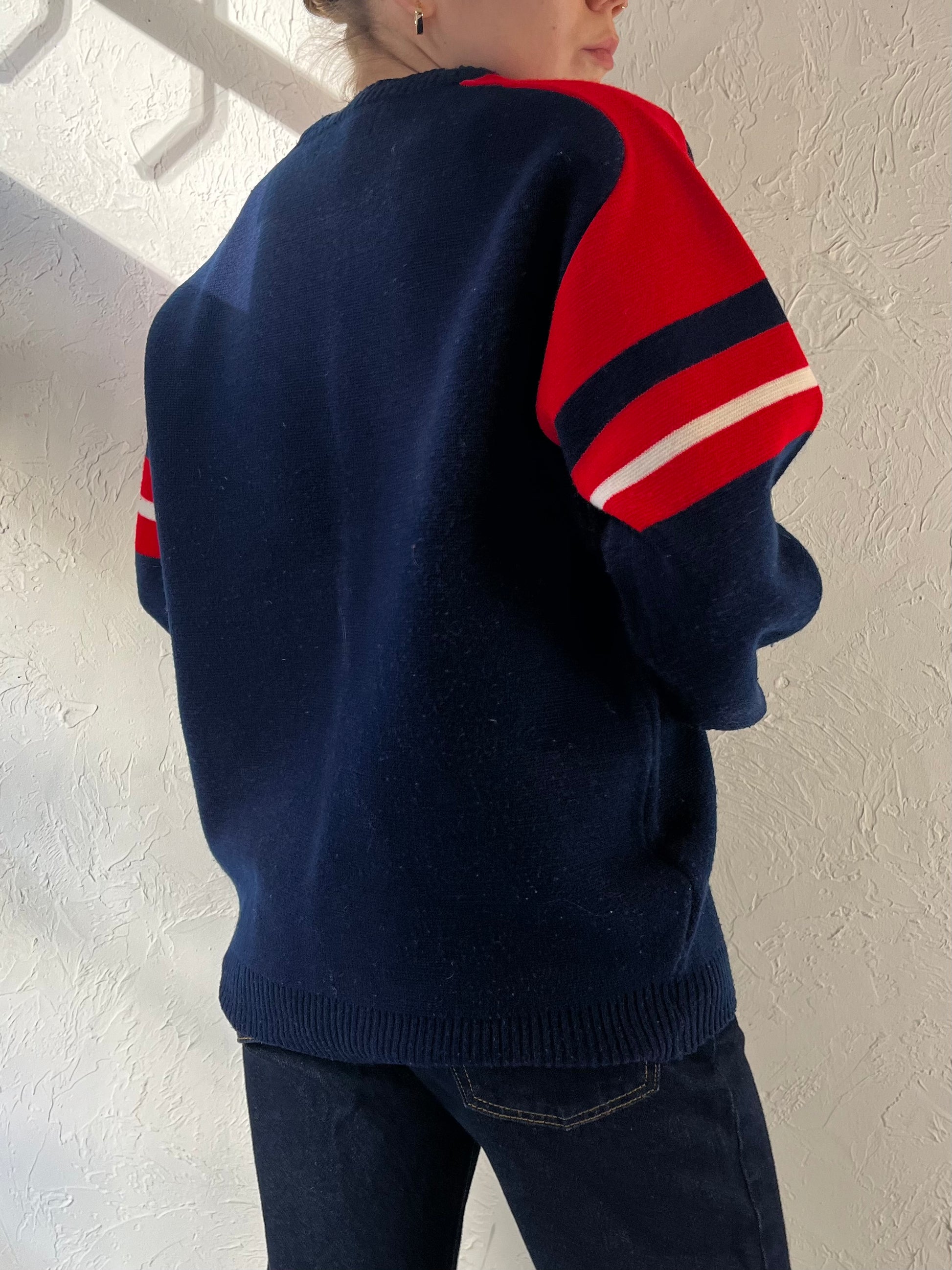 70s ‘Triton’ Navy Blue Acrylic Knit Sweater