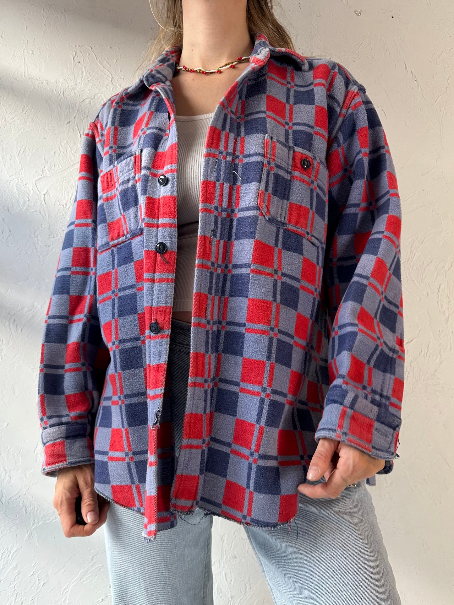 Vintage 'Champion' Thick Cotton Flannel Shirt / Medium - Large