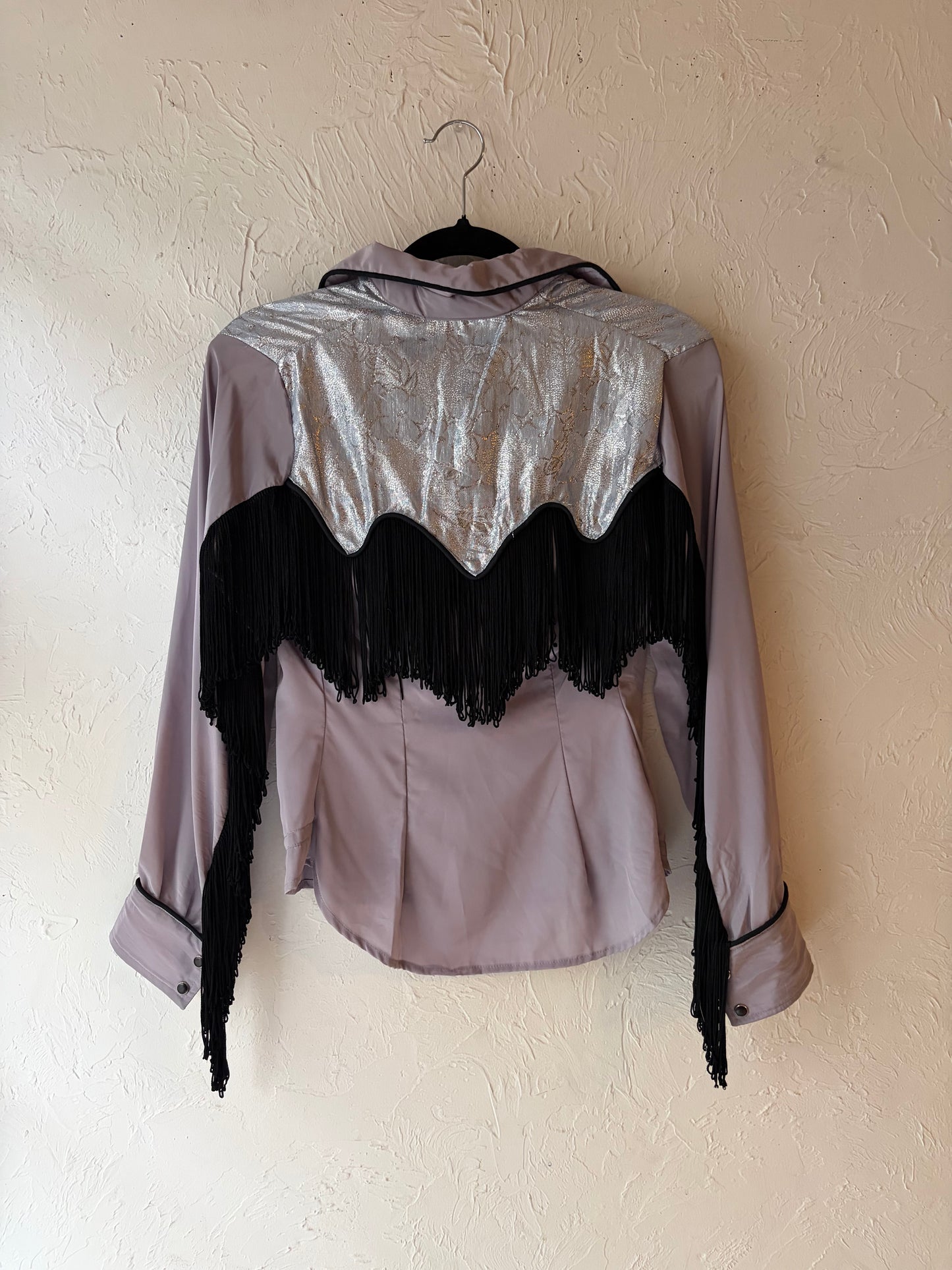 Vintage Retro Western Fringe Snap Up Shirt Blouse / Small
