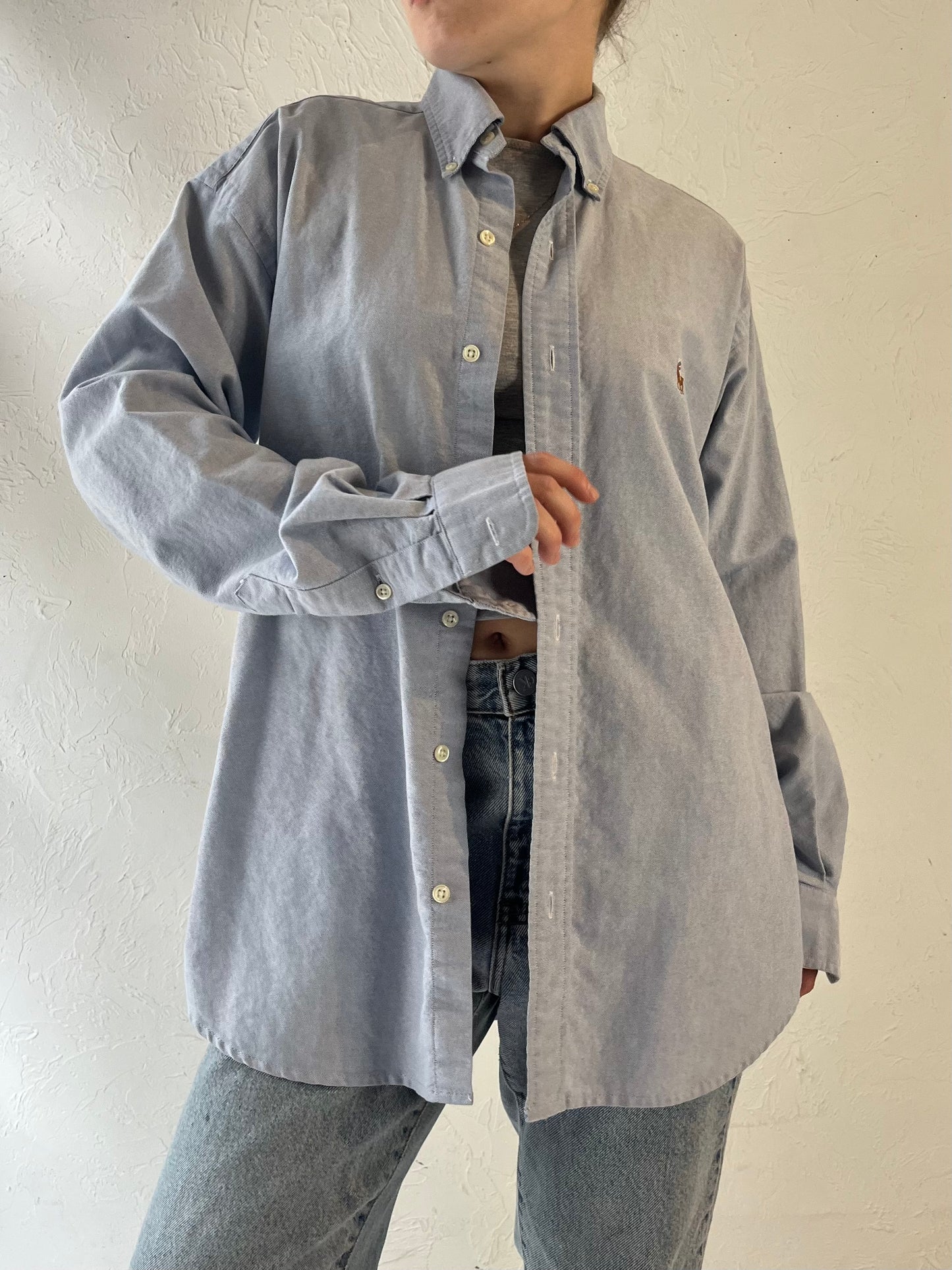 Y2k 'Ralph Lauren' Blue Button Up Shirt / Small