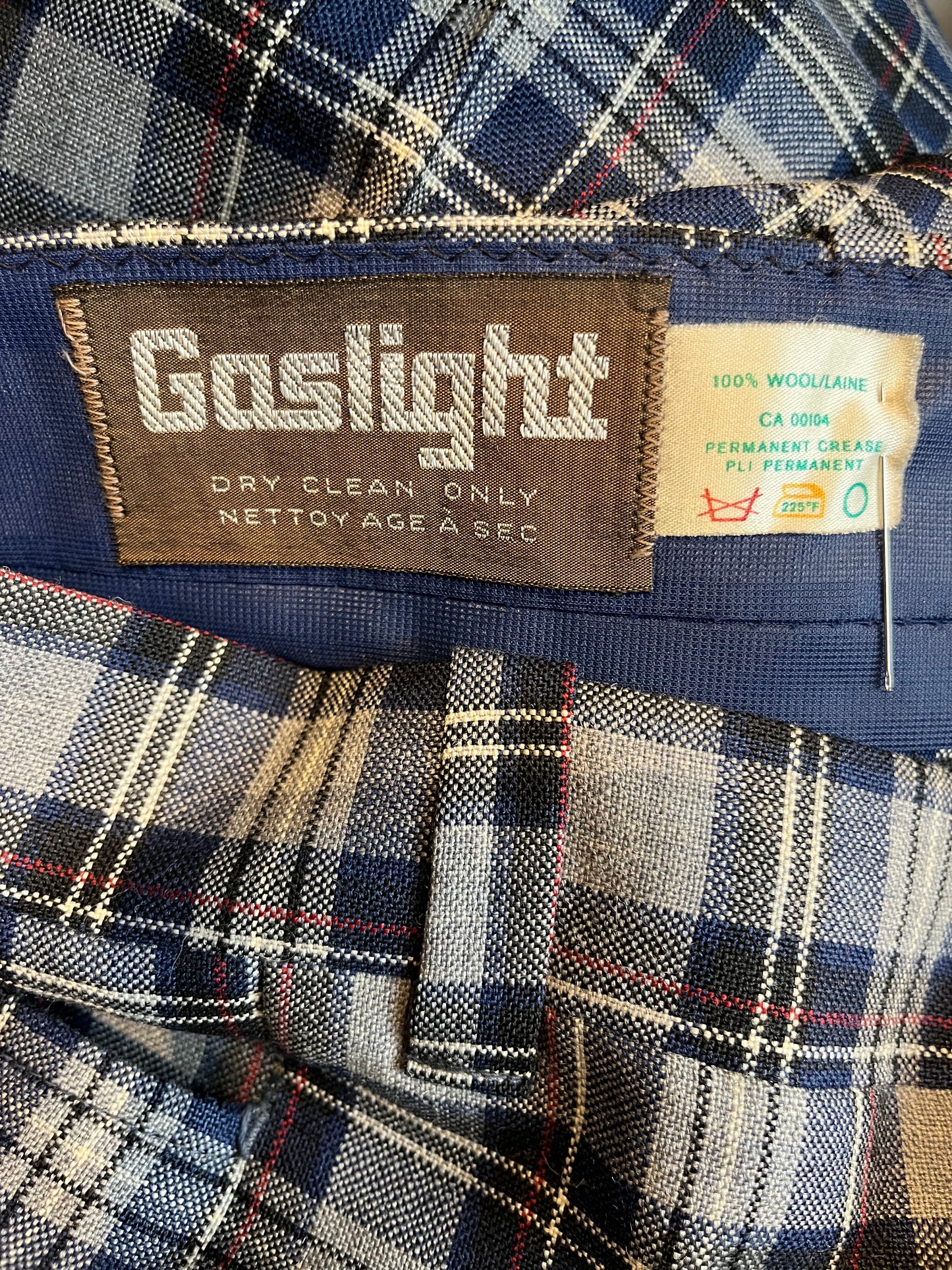 70s ‘Gaslight’ Plaid Wool Knit Pants / Large