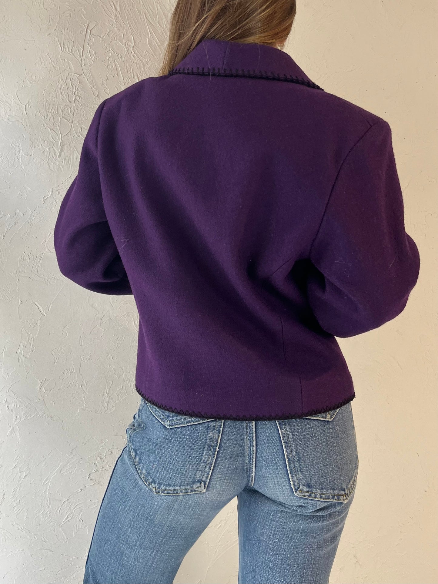 90s 'Midwest Garment' Purple Felt Western Jacket / Small