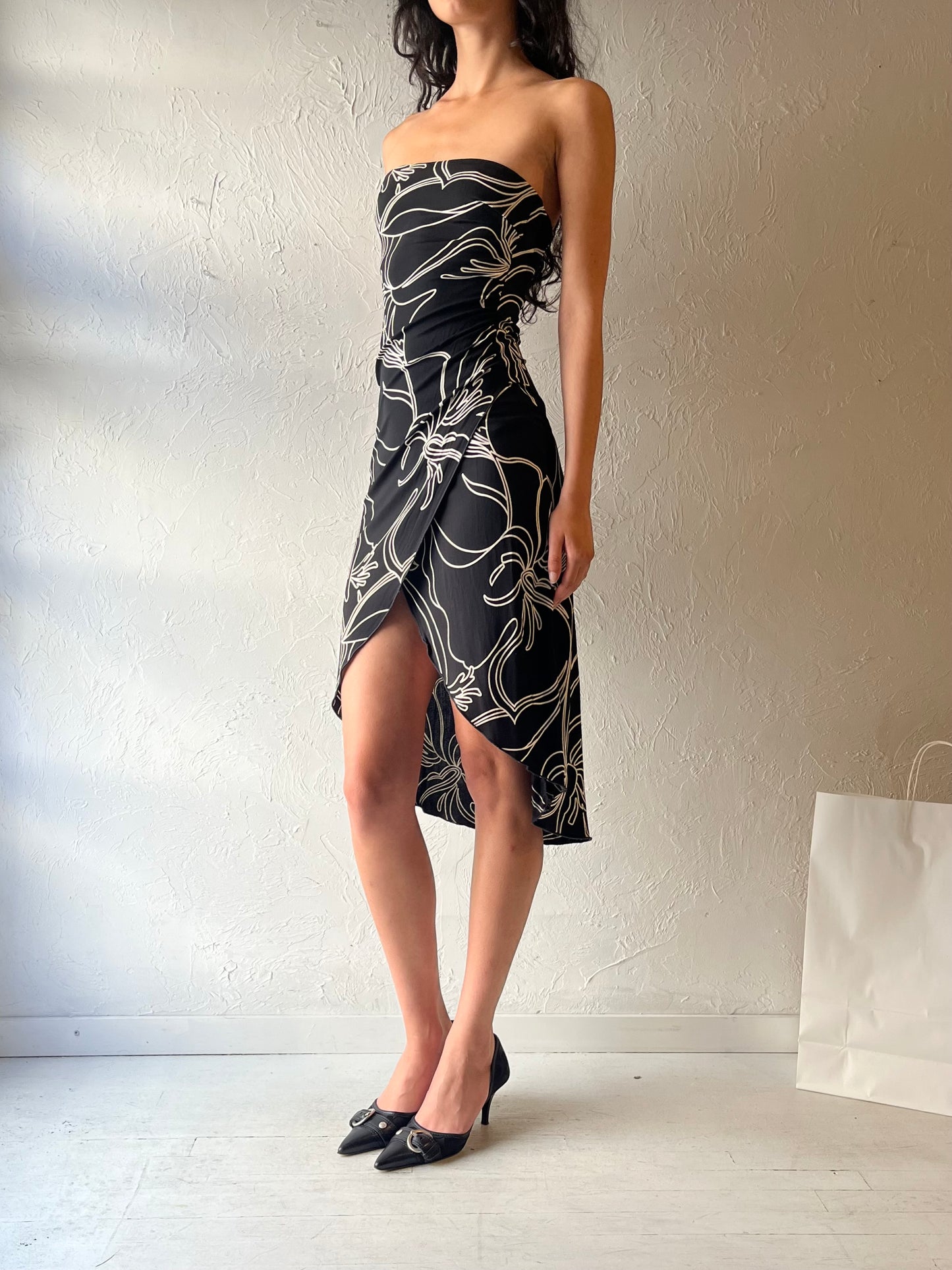 90s ‘Bebe’ Strapless Midi Dress / Small