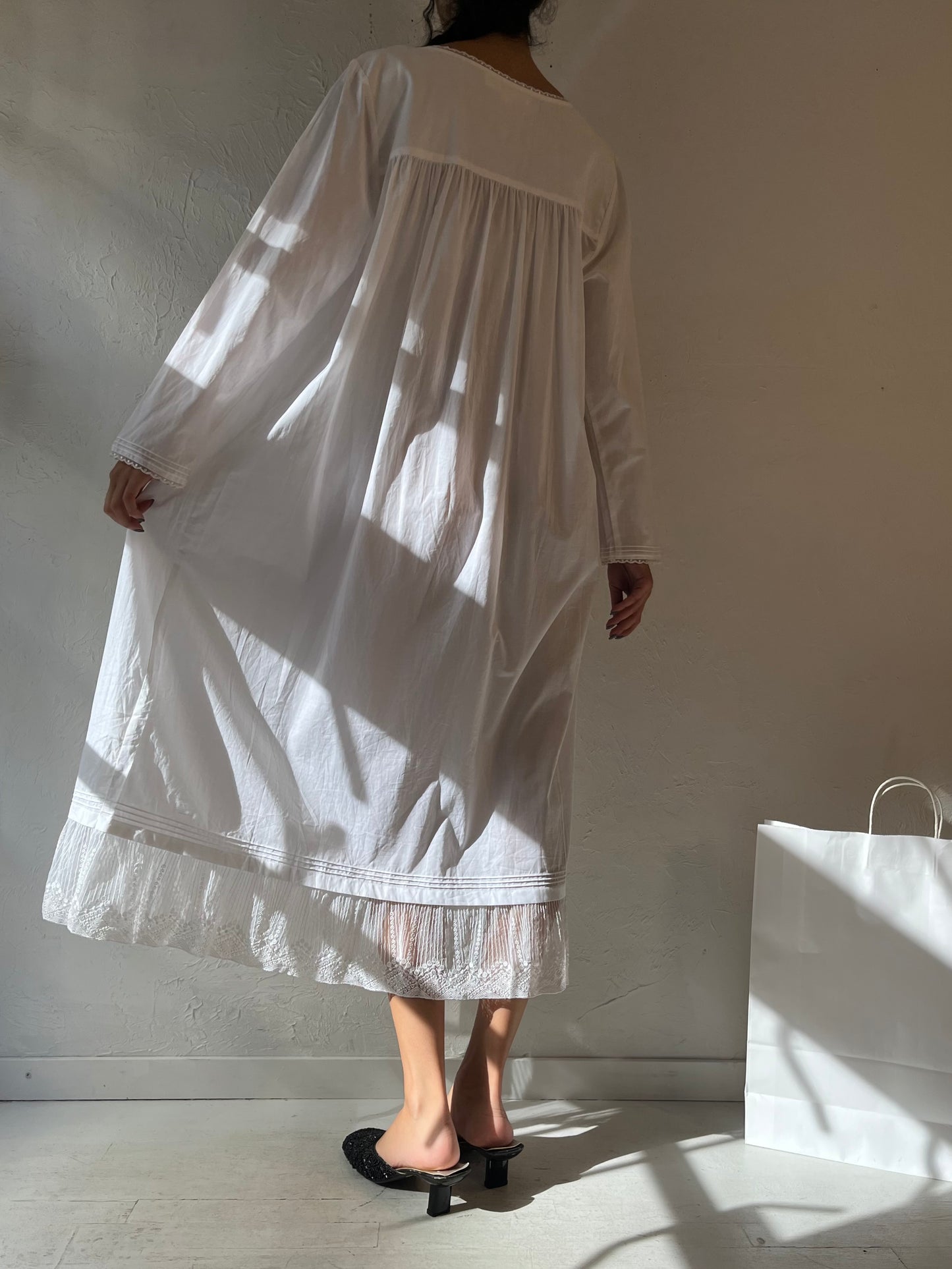 Y2k 'Eileen West' White Cotton Dress / Large