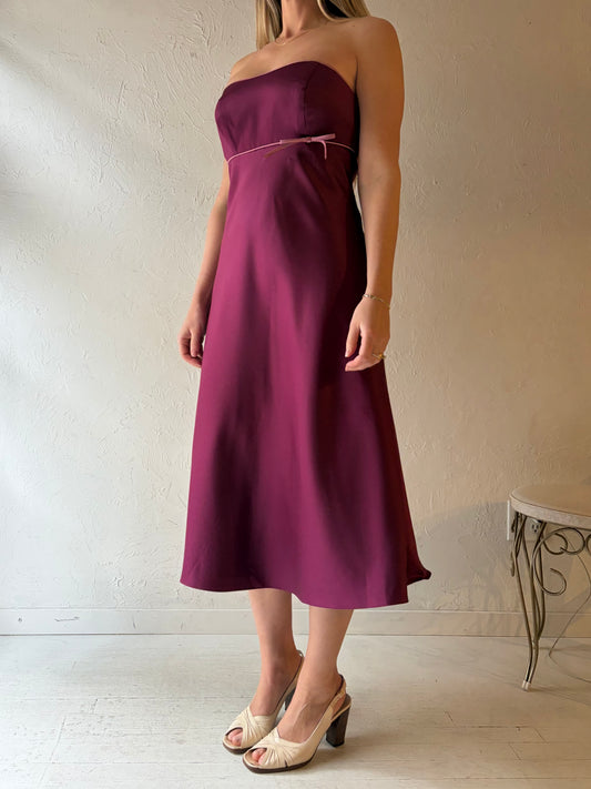 Y2k 'Alfred Angelo' Purple Strapless Formal Midi 2000s Prom Dress / Medium