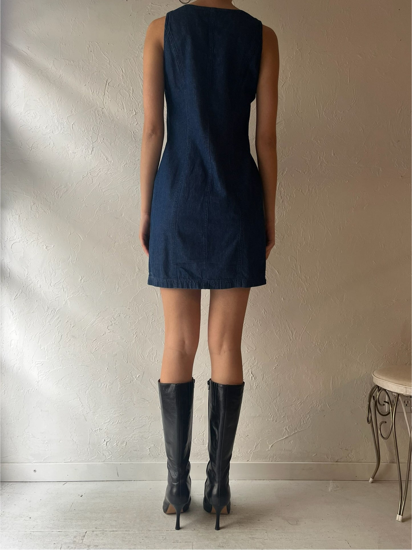 90s 'Together' Denim Mini Dress / Small