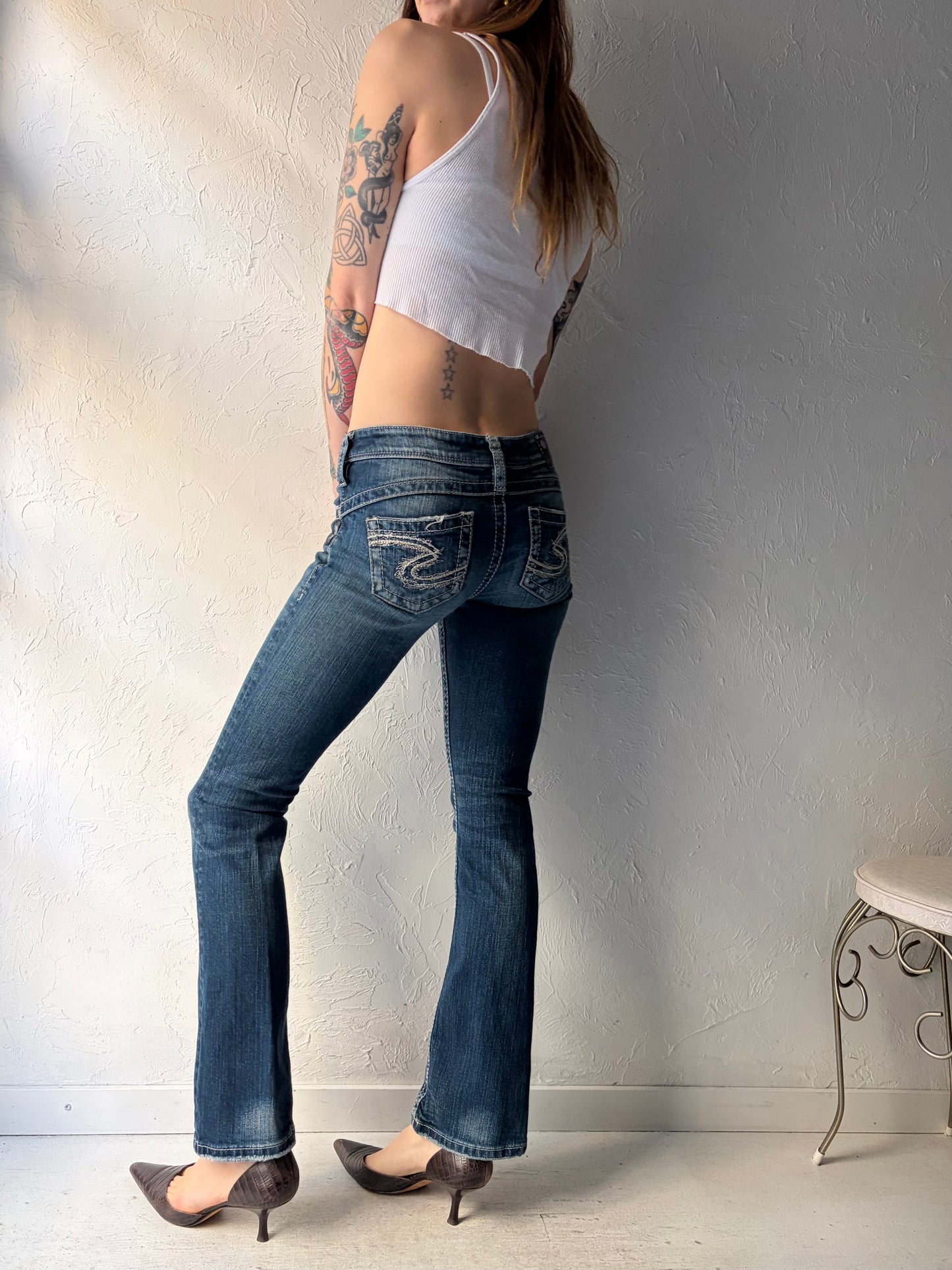 Y2k ‘Silver’ Low Rise Flair Jeans / Small