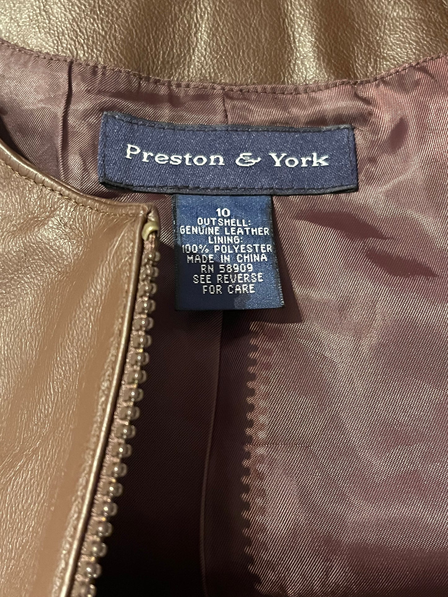 Y2k 'Preston & York' Brown Leather Vest / Medium