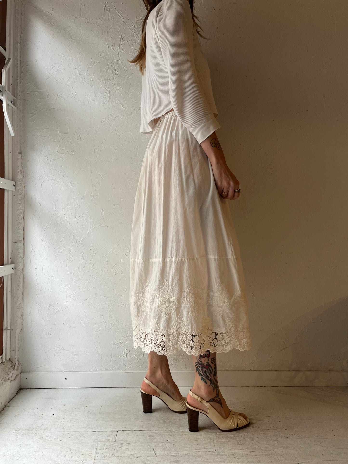 Vintage White Slip Skirt / Small - Medium