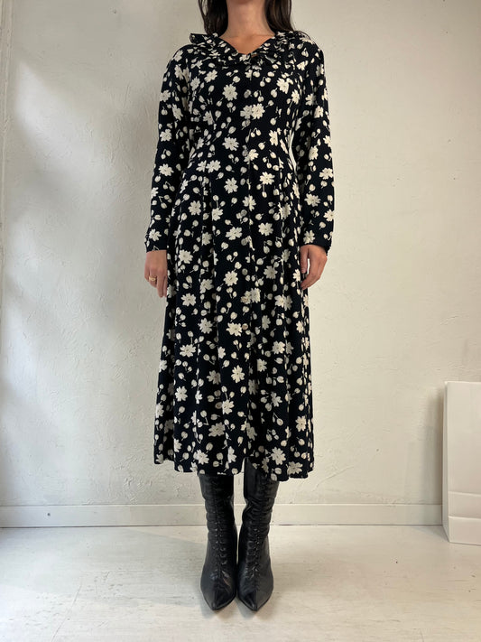 90s 'Cotton Ginny' Floral Print Rayon Dress / Medium