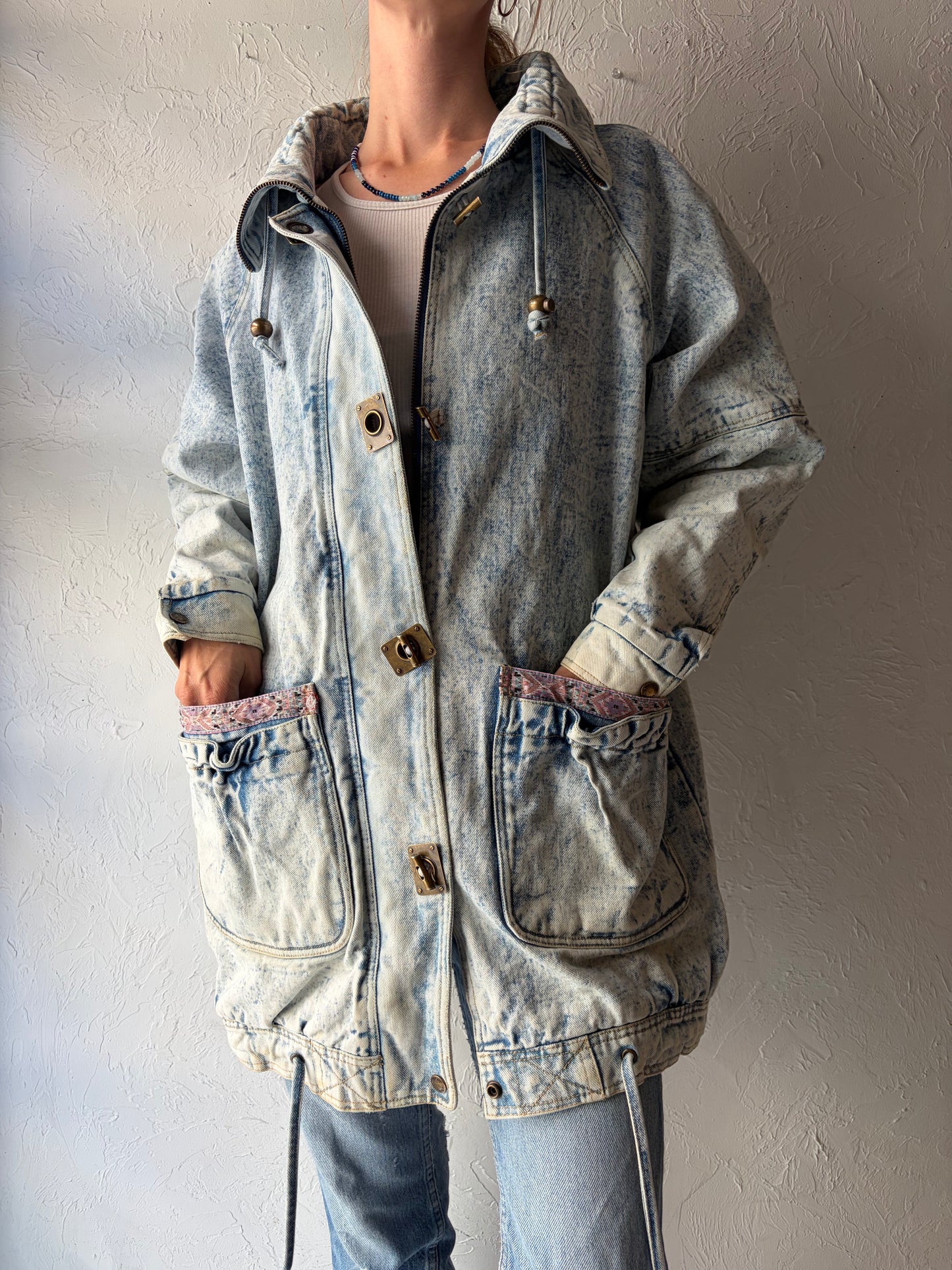 80s 'Current Seen' Acid Wash Denim Jacket / Medium