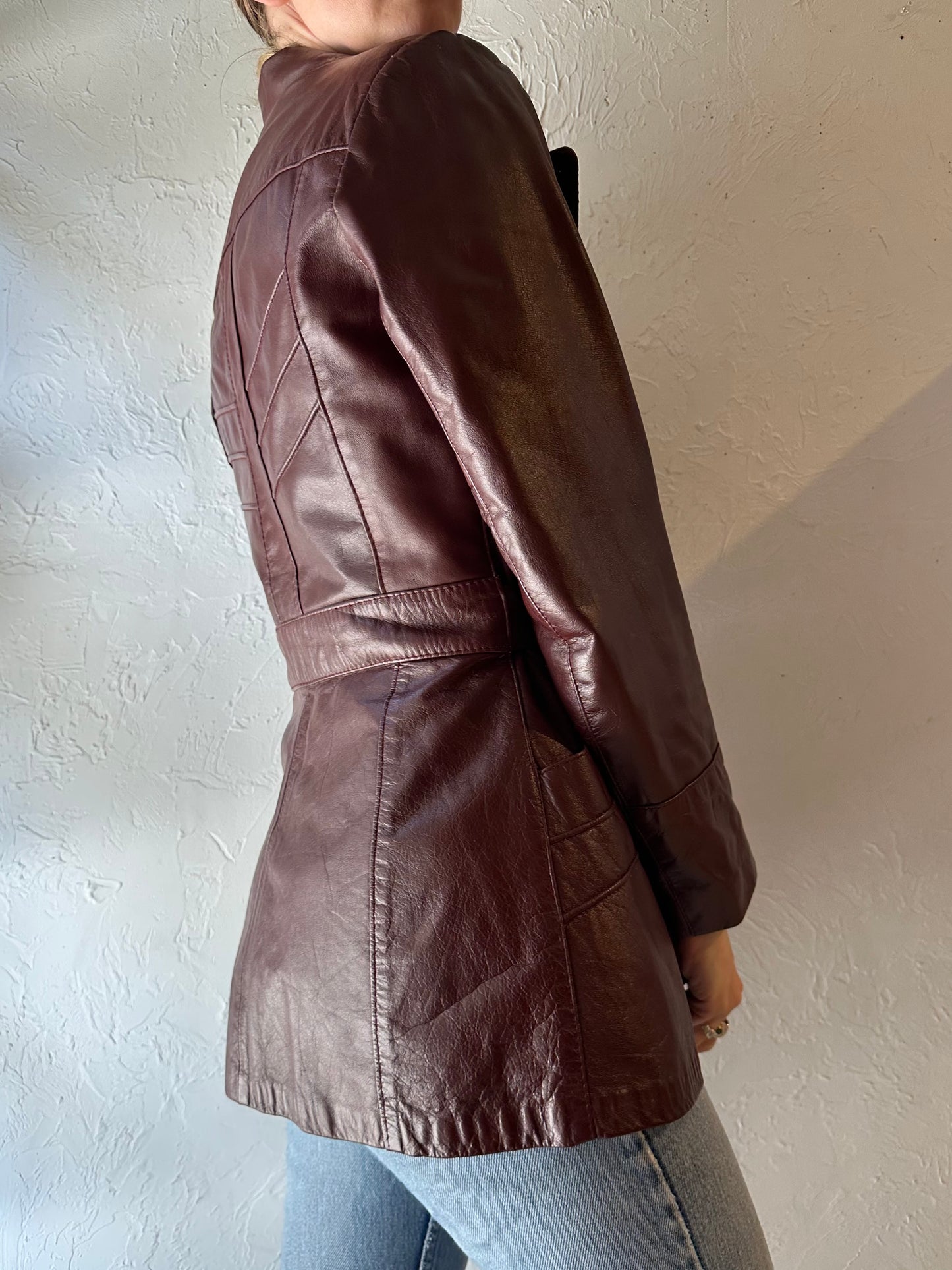 70s ‘Sears’ Burgundy Leather Jacket / Small