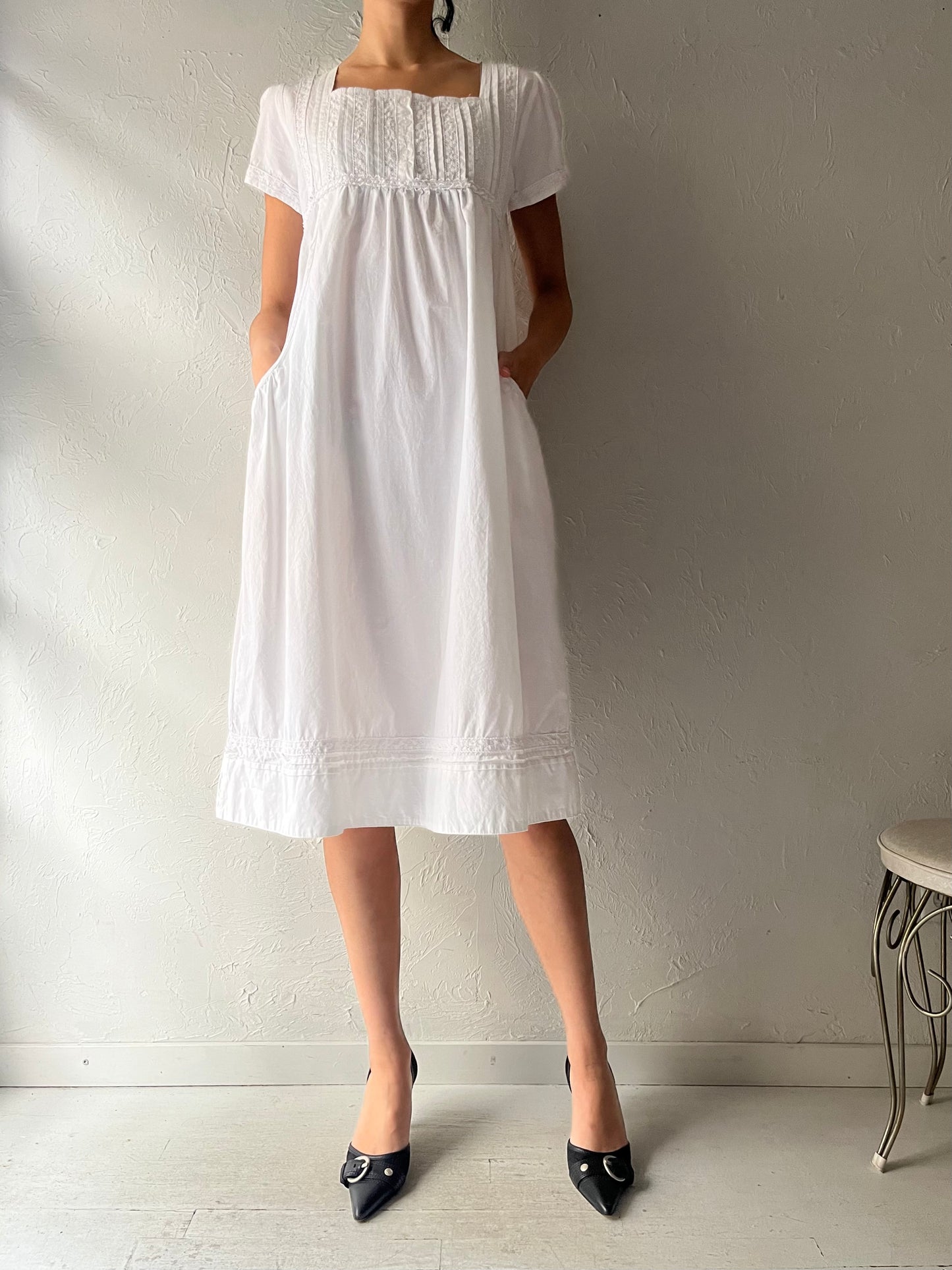 Vintage 'The 1 for U' White Cotton Dress / XS
