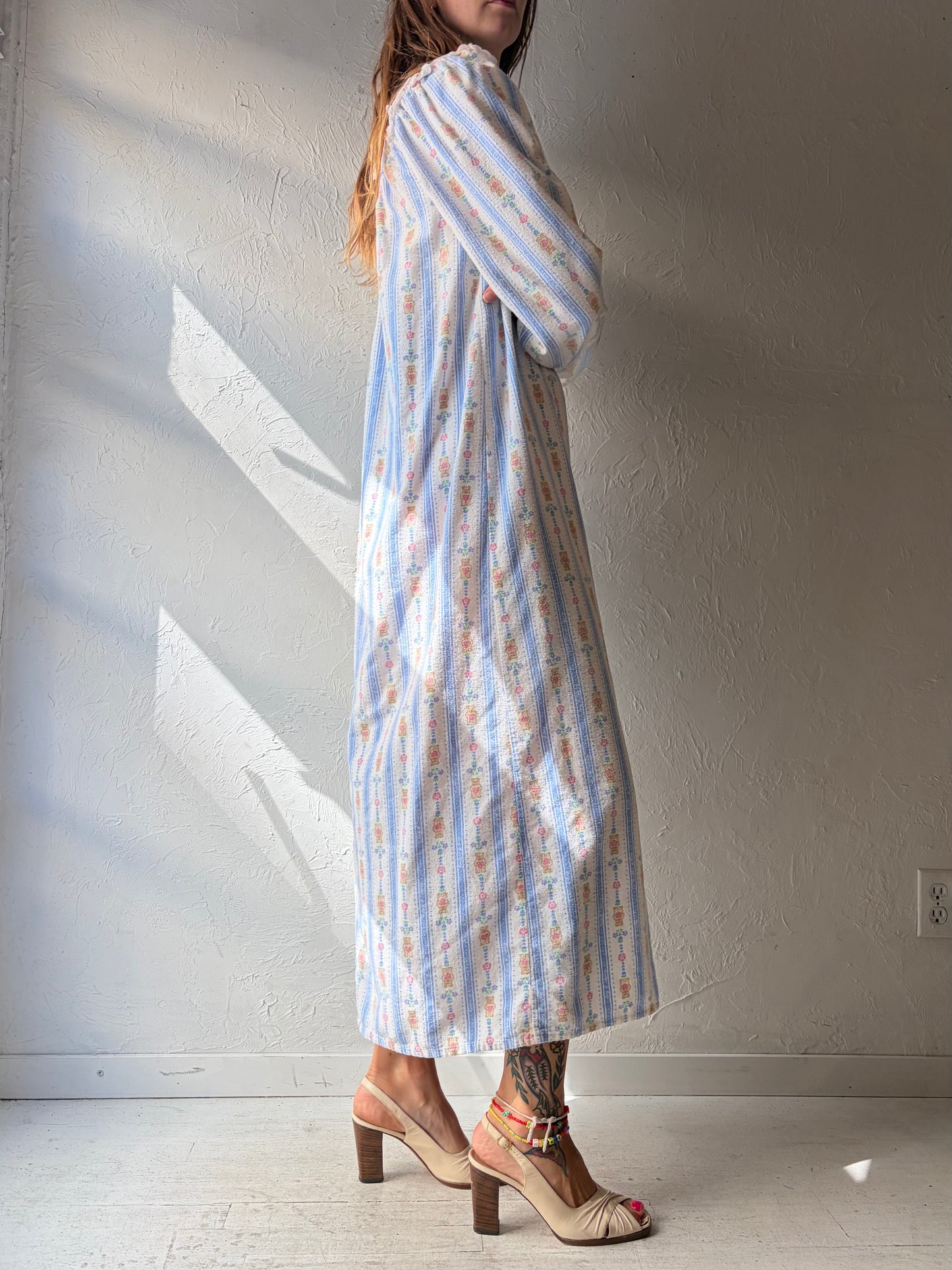 90s 'Lanz of Salzburg' Teddy Bear Flannel Night Gown / Small