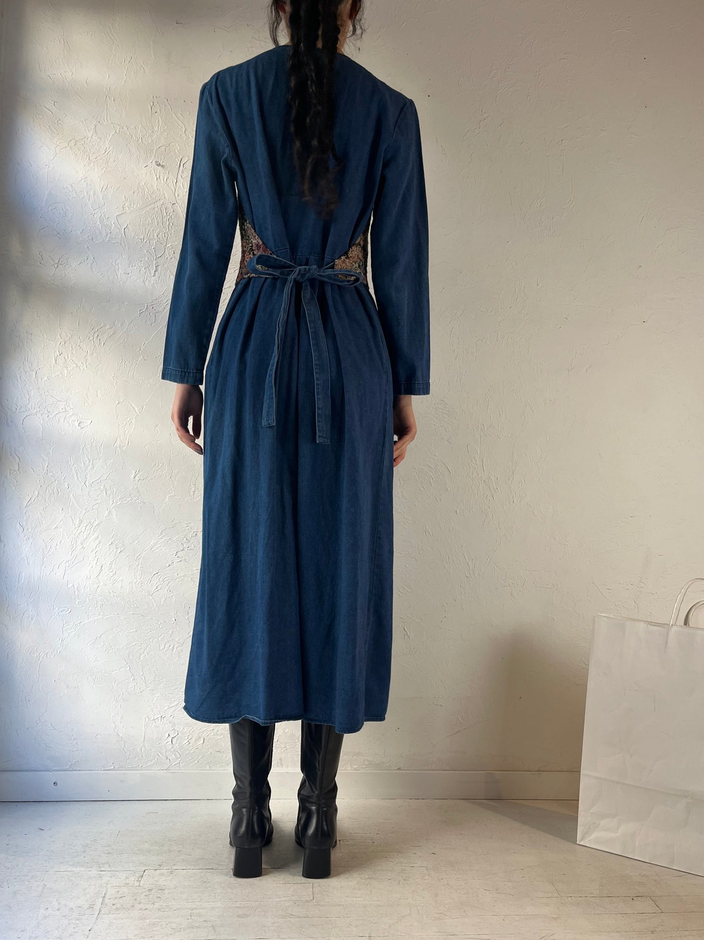 90s ‘Carol Anderson’ Long Sleeve Denim Dress / Medium