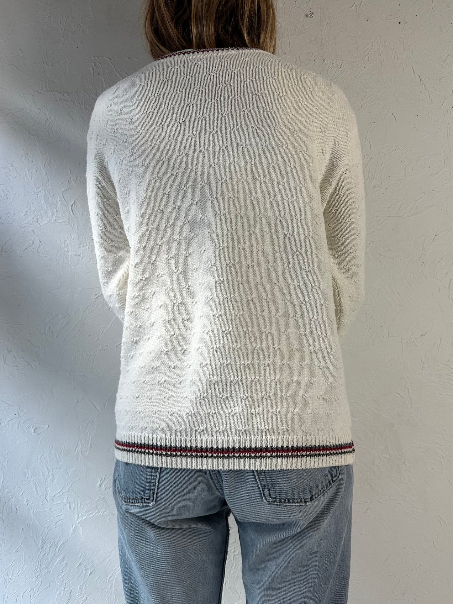 90s ‘Northern Reflections’ White Crew Neck Sweater / small