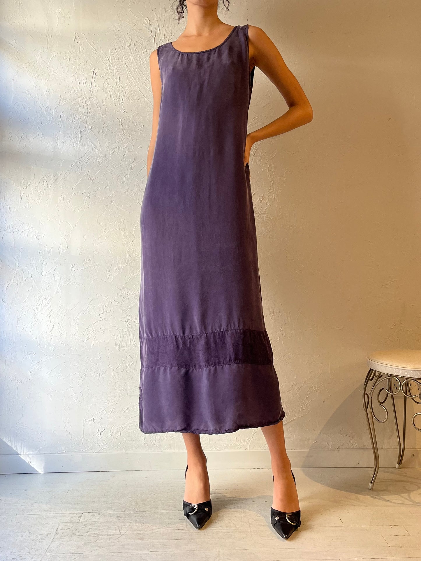 90s ‘Liz Claiborne’ Purple Silky Dress / Medium