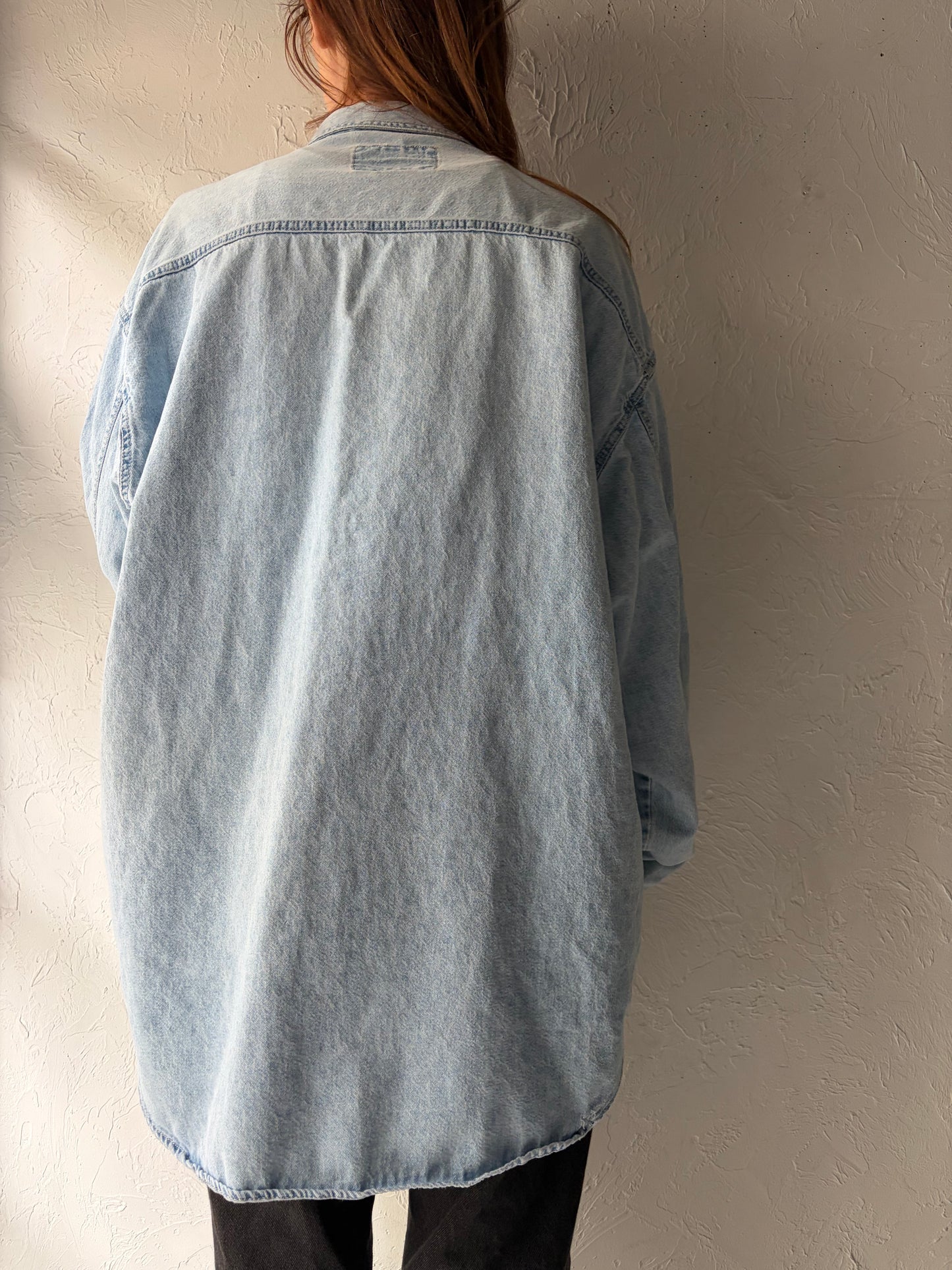 90s 'Levis' Light Wash Denim Button Up Mens Shirt / XL