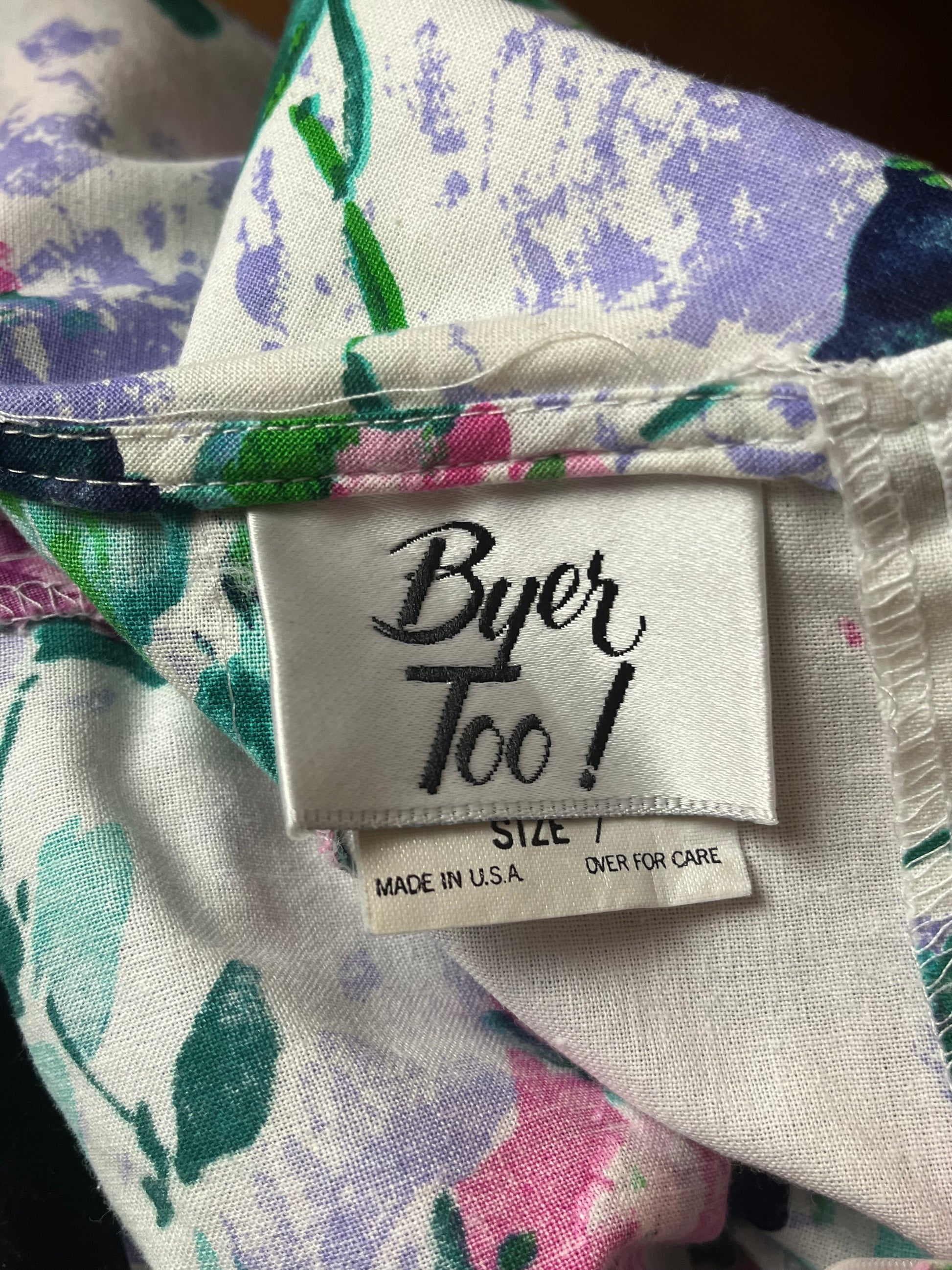 90s 'Byer Too' White Floral Print Mini Dress / Small Wildhoneygoods 90s 'Byer Too' White Floral Print Mini Dress / Small Wildhoneygoods
