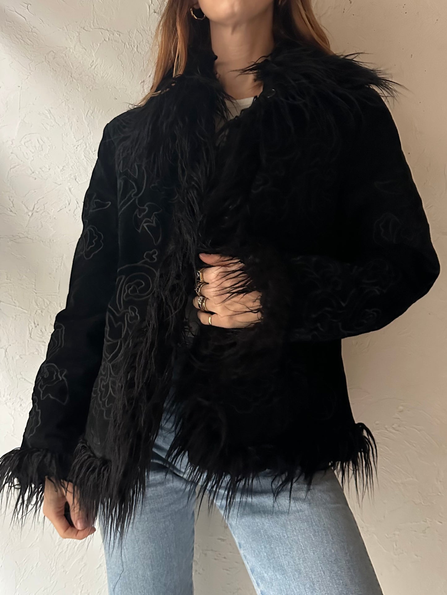 Y2k 'Bernardo' Black Suede Jacket / Large