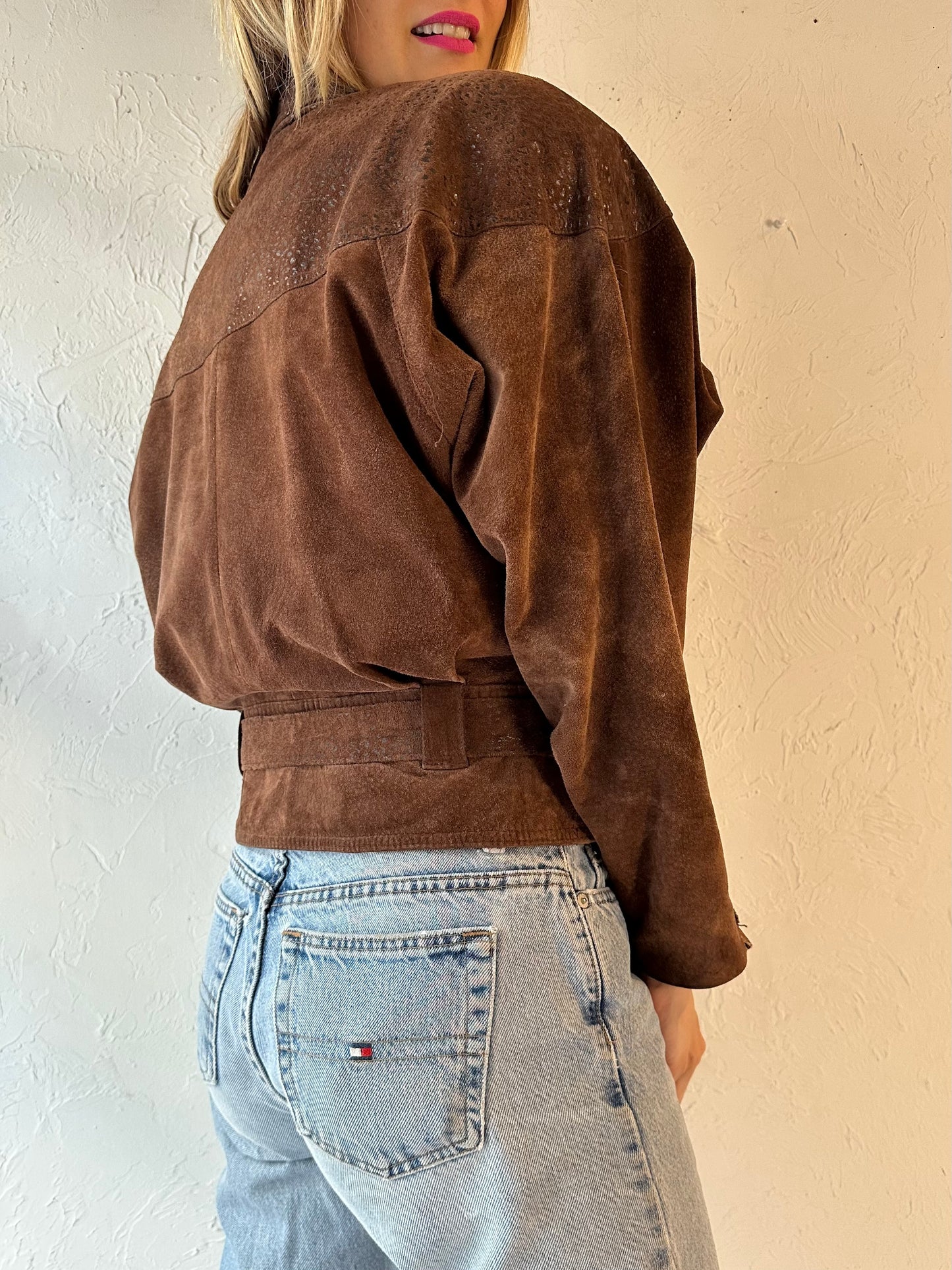 90s 'Byrnes & Baker' Brown Suede Leather Jacket / XS