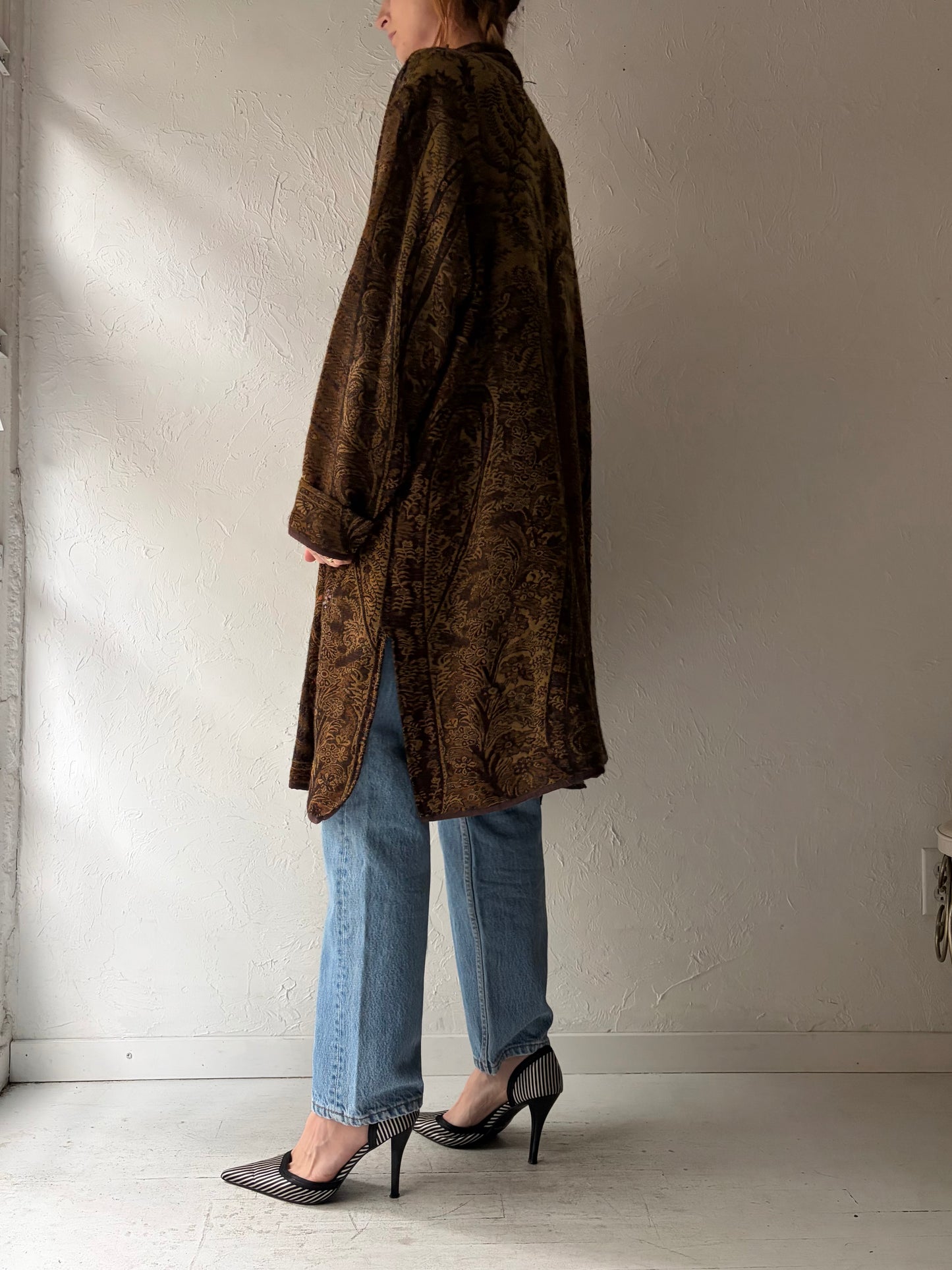 90s Lightweight Brown Tapestry Jacket / Medium