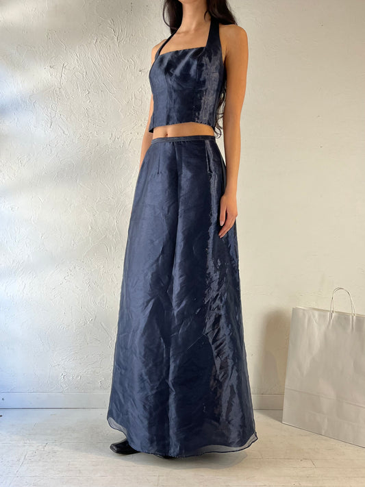 90s ‘Lori Ann’ Blue Two Piece Formal Set / Small