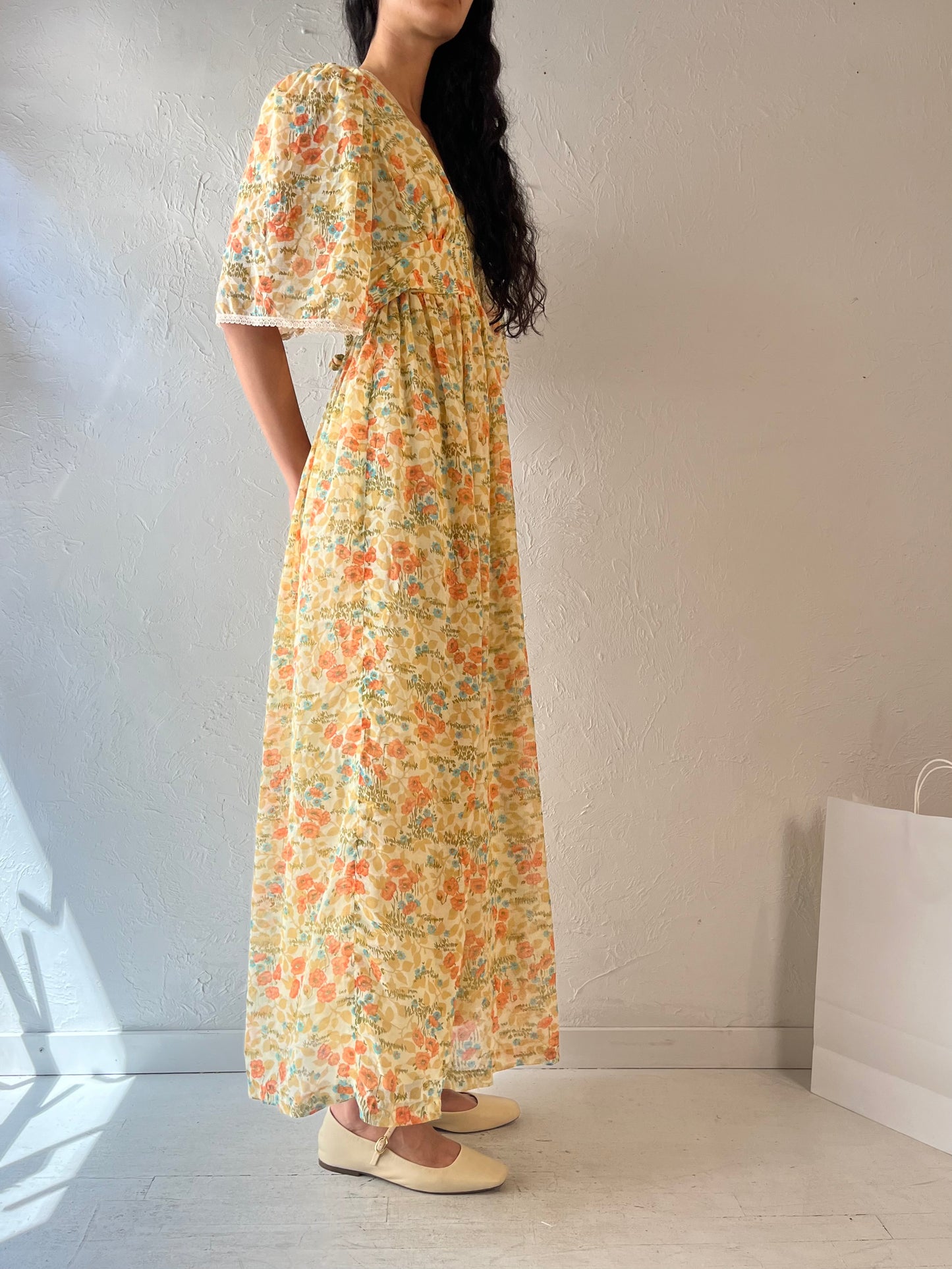 70s 'This Is Yours' Yellow Prairie Dress / Union Made / XS - Small