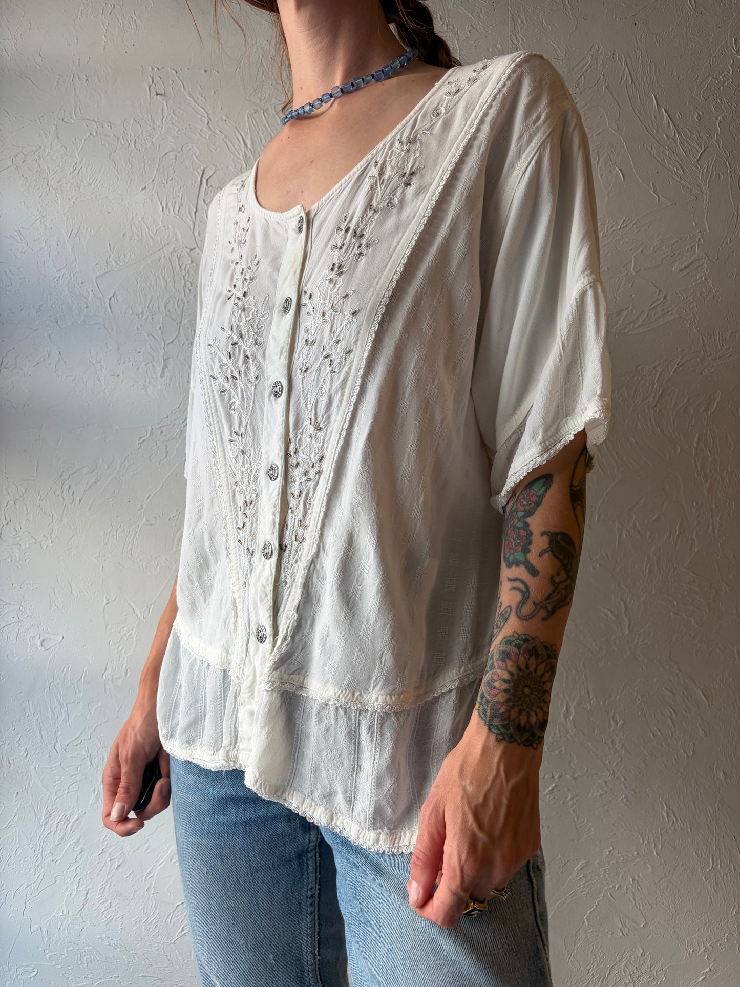 Vintage White Fairycore Top / Medium