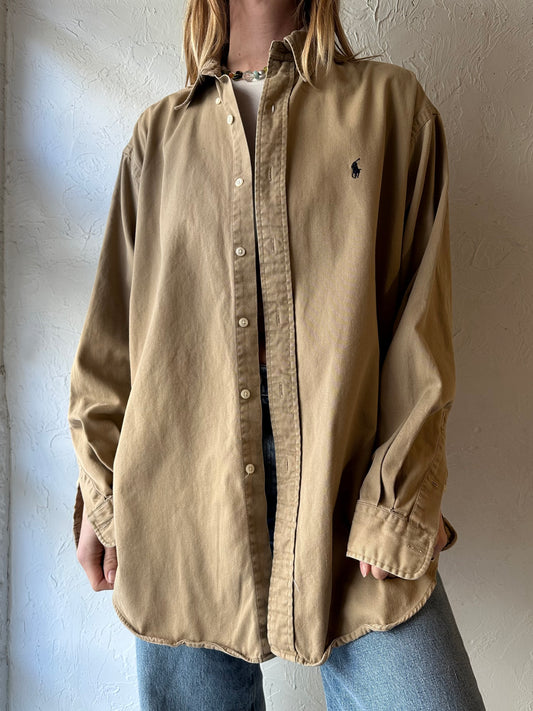 90s ‘Ralph Lauren’ Beige Button Up Shirt / Medium