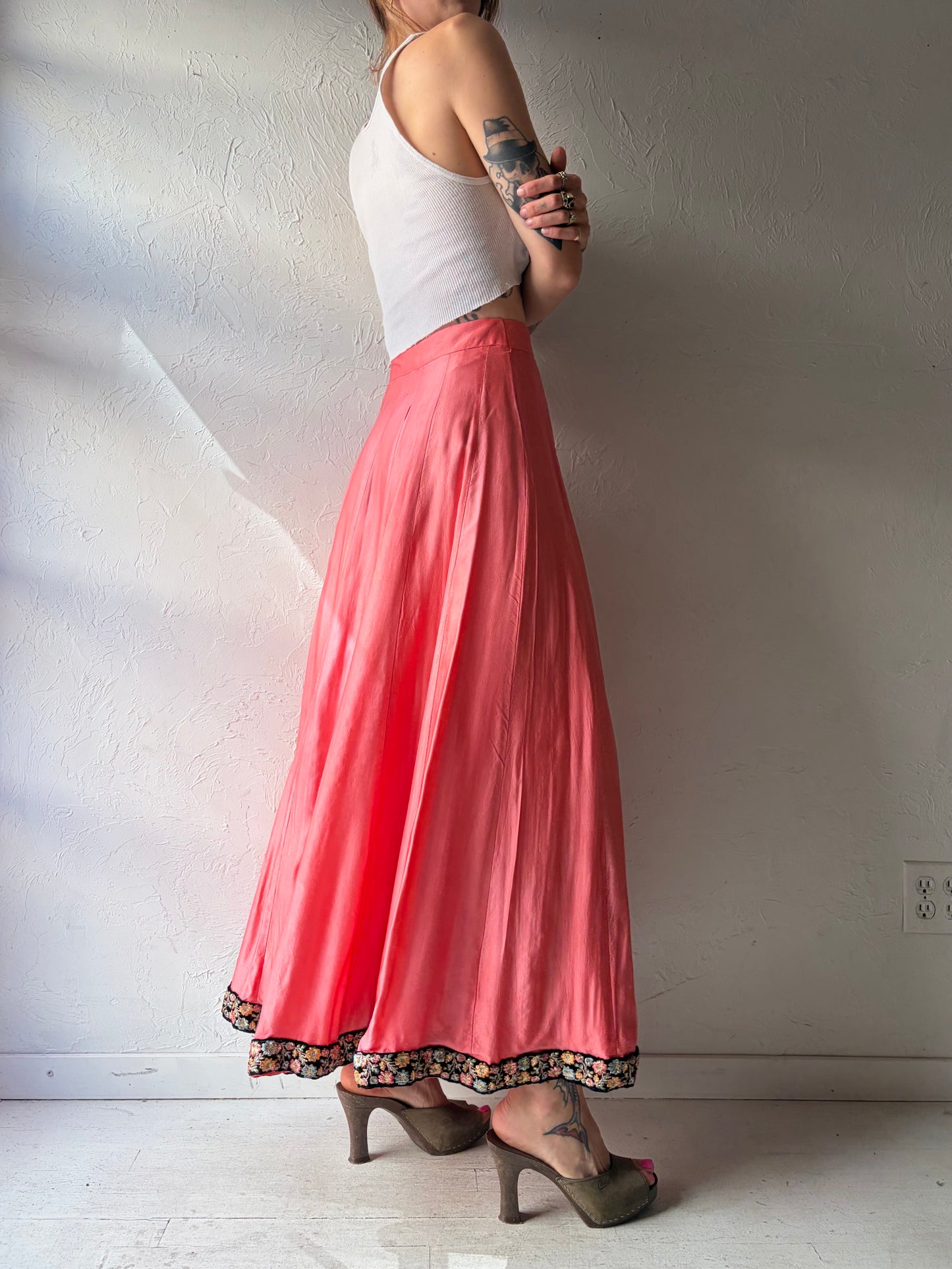 Vintage Pink Maxi Skirt / Small