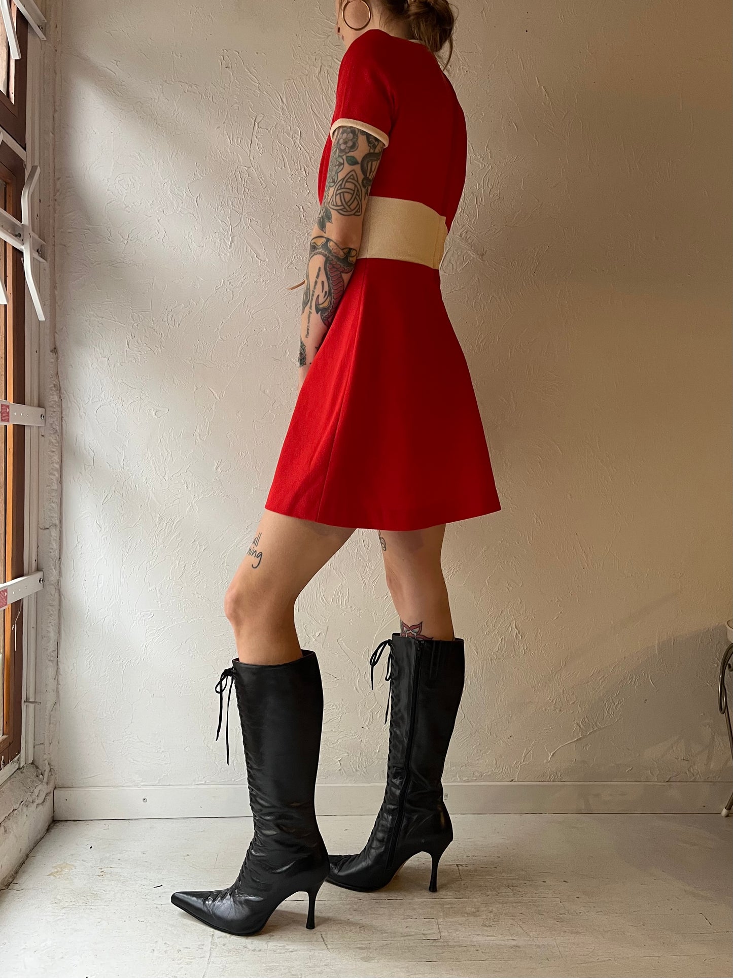 60s 'Ronda Roy' Red Micro Mini Dress / Small