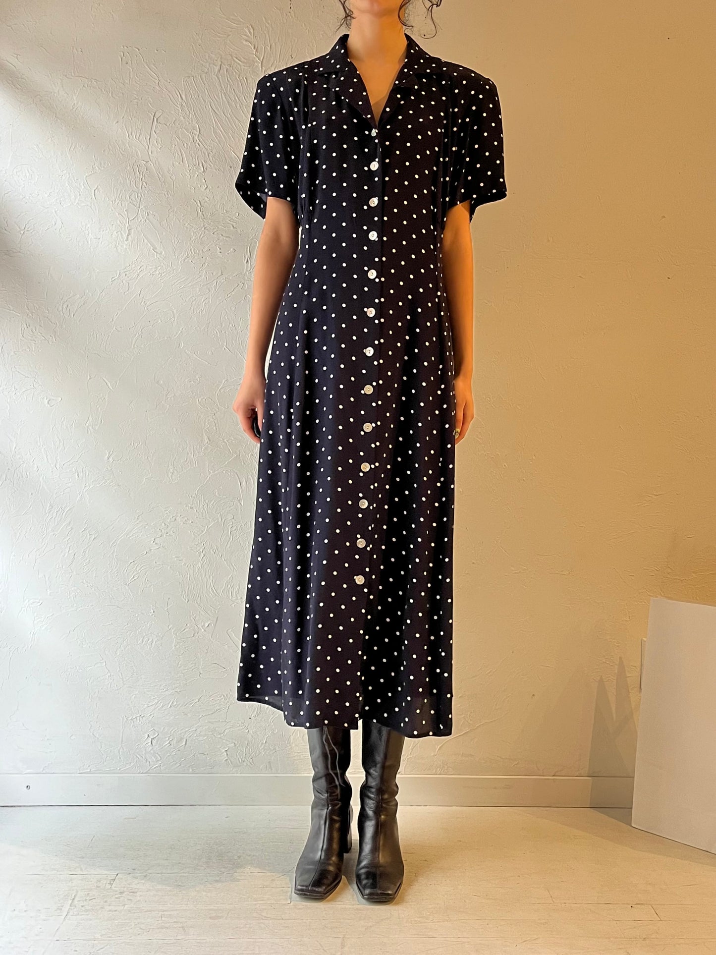 90s ‘Coldwater Creek’ Polka Dot Dress / XL