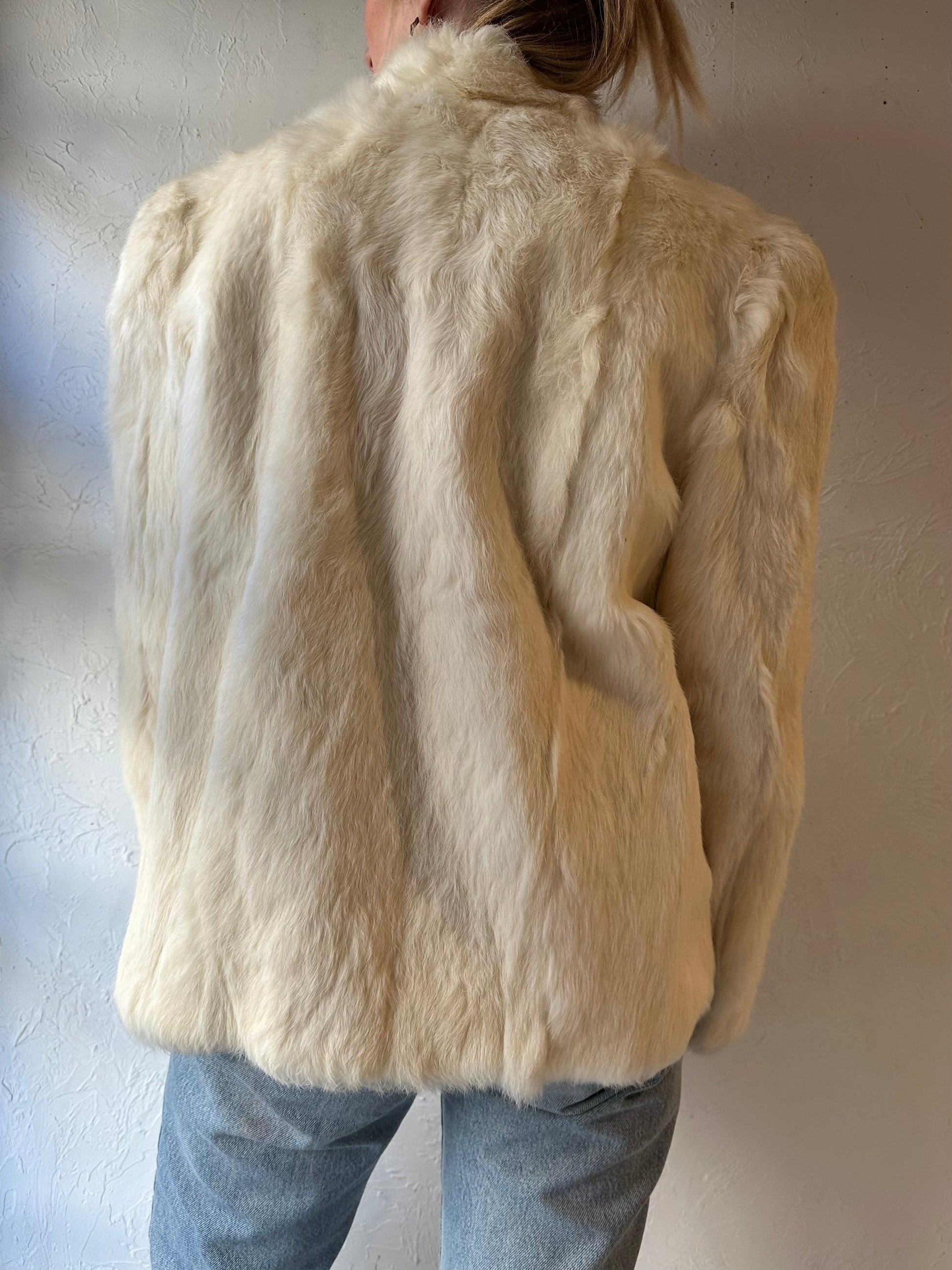 Vintage White Rabbit Fur Jacket / Large