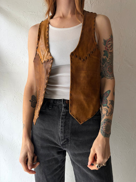 70s Leather Vest / Small