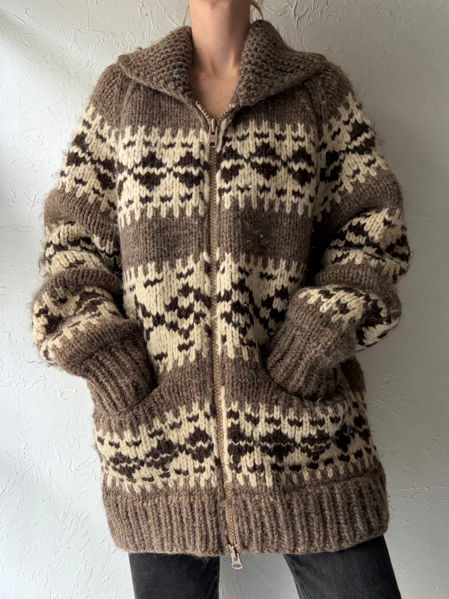 Vintage Hand Knit Chunky Wool Sweater / Large