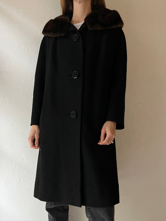 Vintage 'Shagmoor' Black Knit Coat / Union Made / Medium